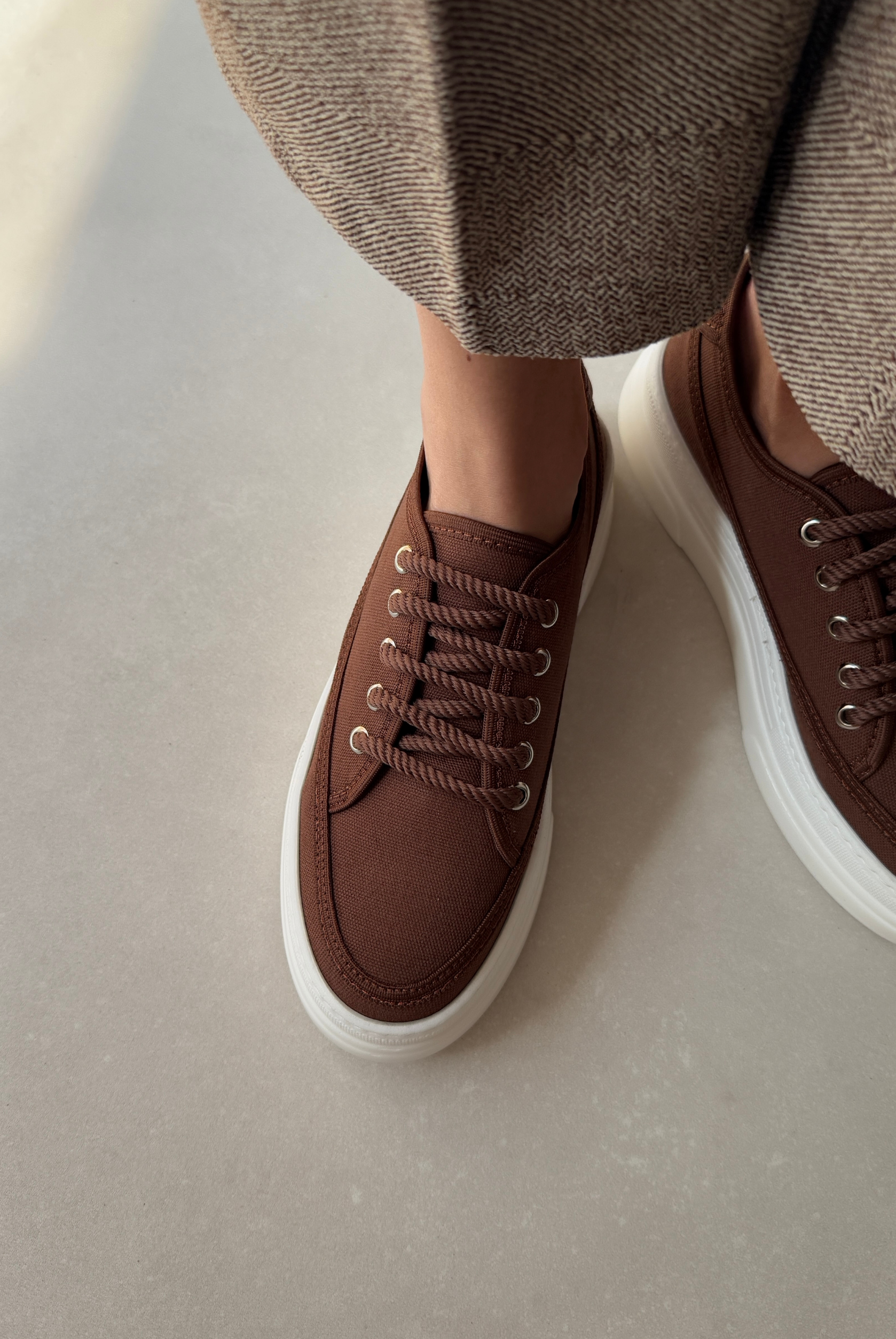 Kadın Spor Ayakkabı ACI KAHVE KETEN