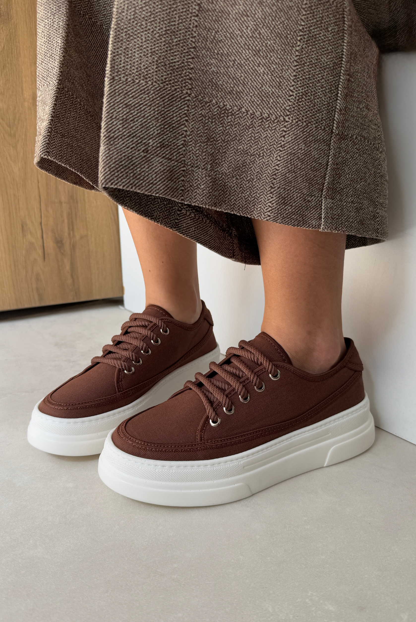 Kadın Spor Ayakkabı ACI KAHVE KETEN