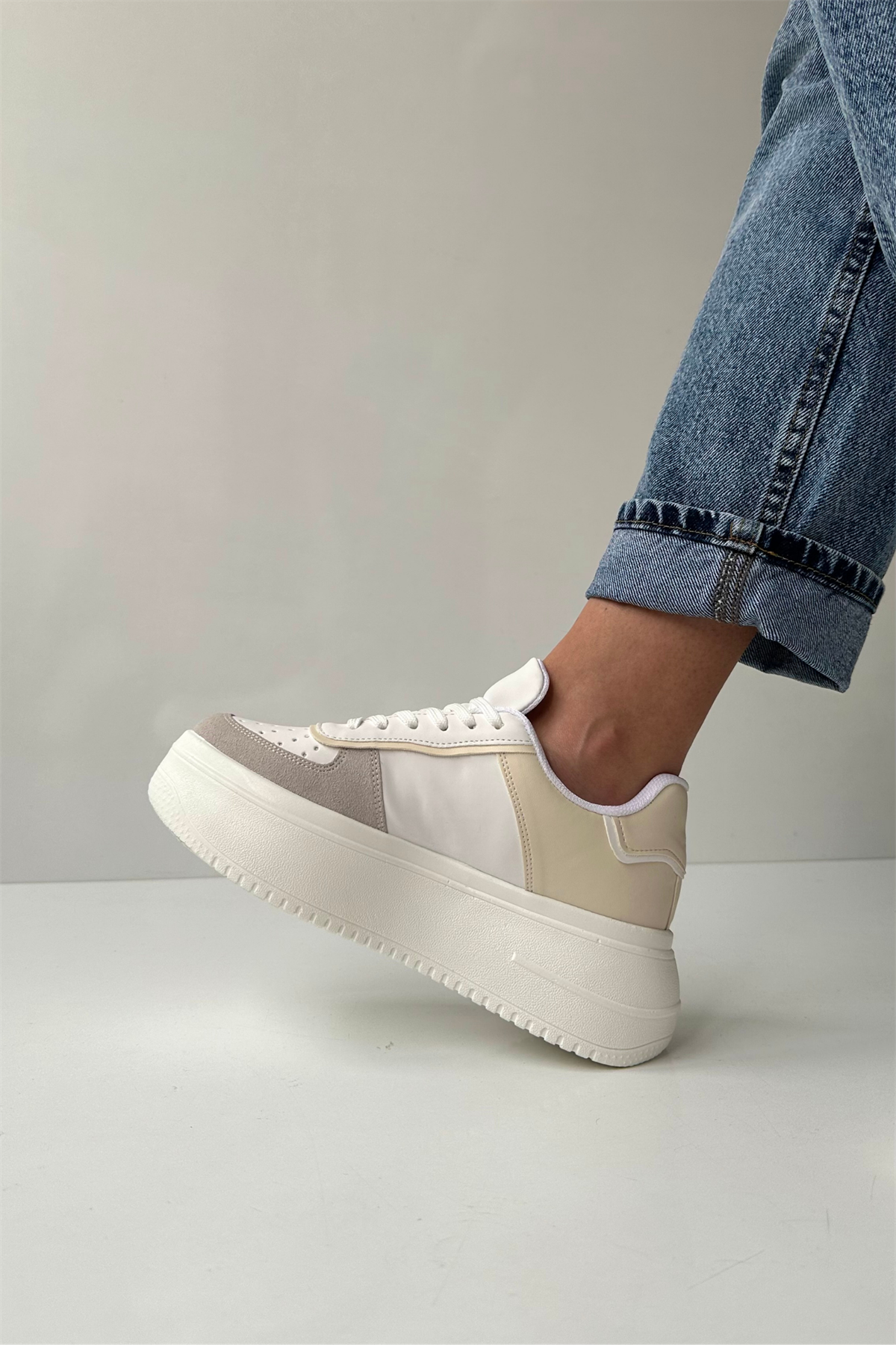 Kadın Spor Ayakkabı BEJ BEYAZ