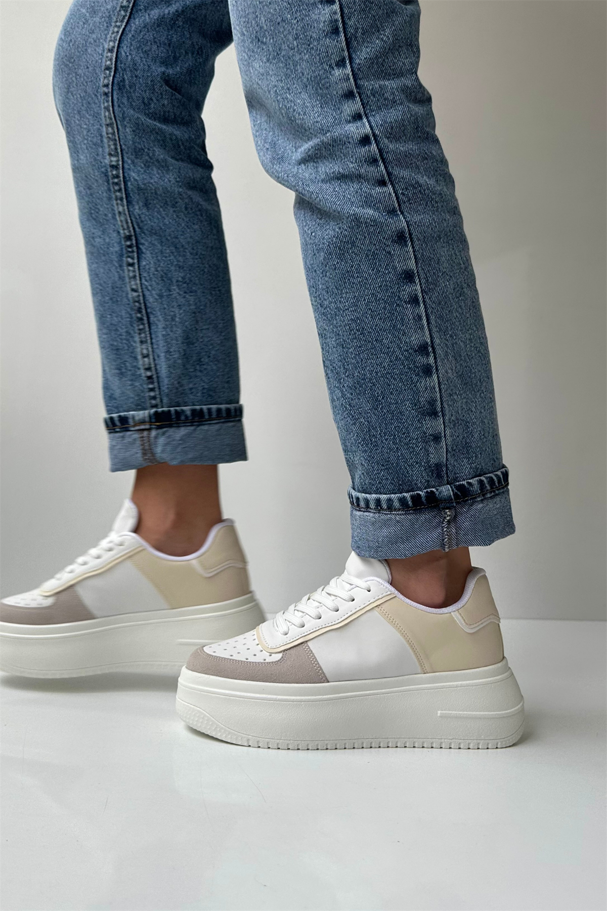 Kadın Spor Ayakkabı BEJ BEYAZ