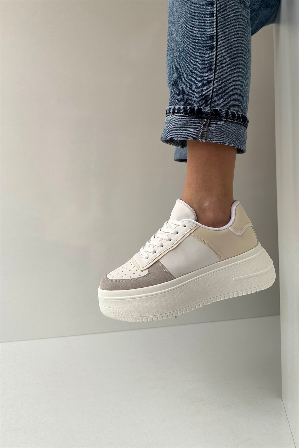 Kadın Spor Ayakkabı BEJ BEYAZ