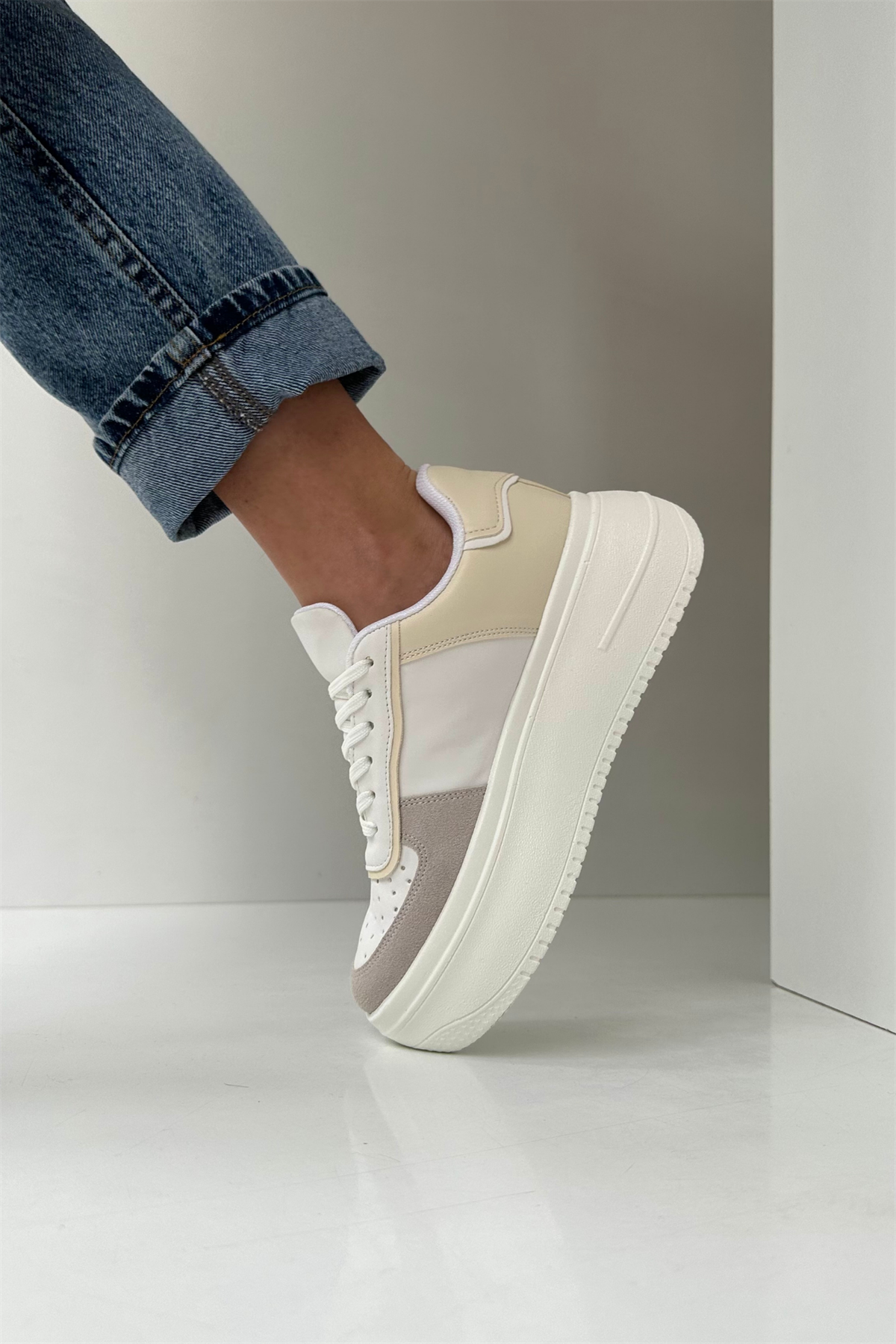 Kadın Spor Ayakkabı BEJ BEYAZ