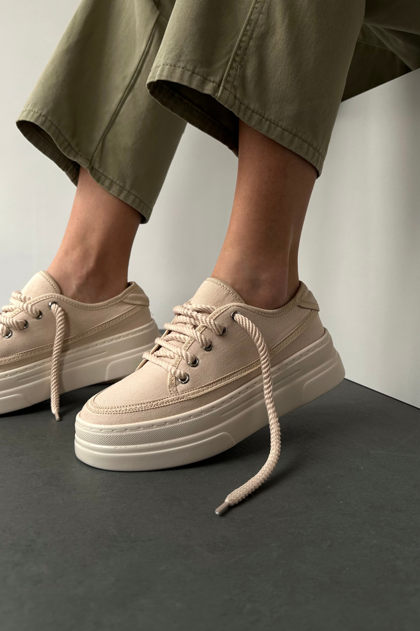 Kadın Spor Ayakkabı BEJ KETEN