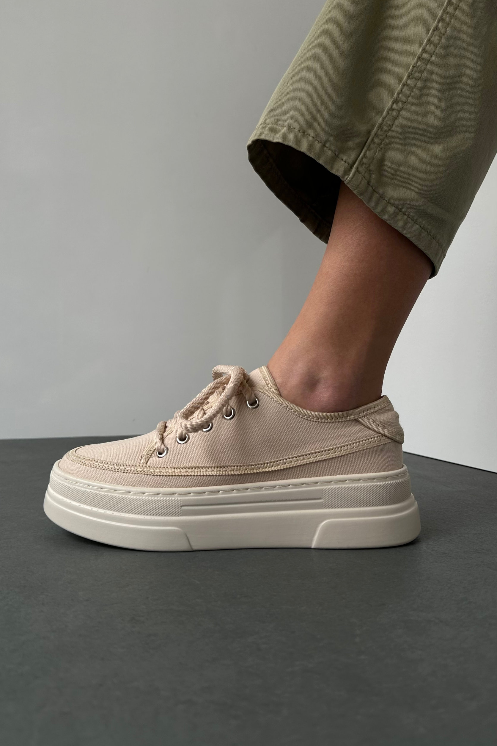 Kadın Spor Ayakkabı BEJ KETEN