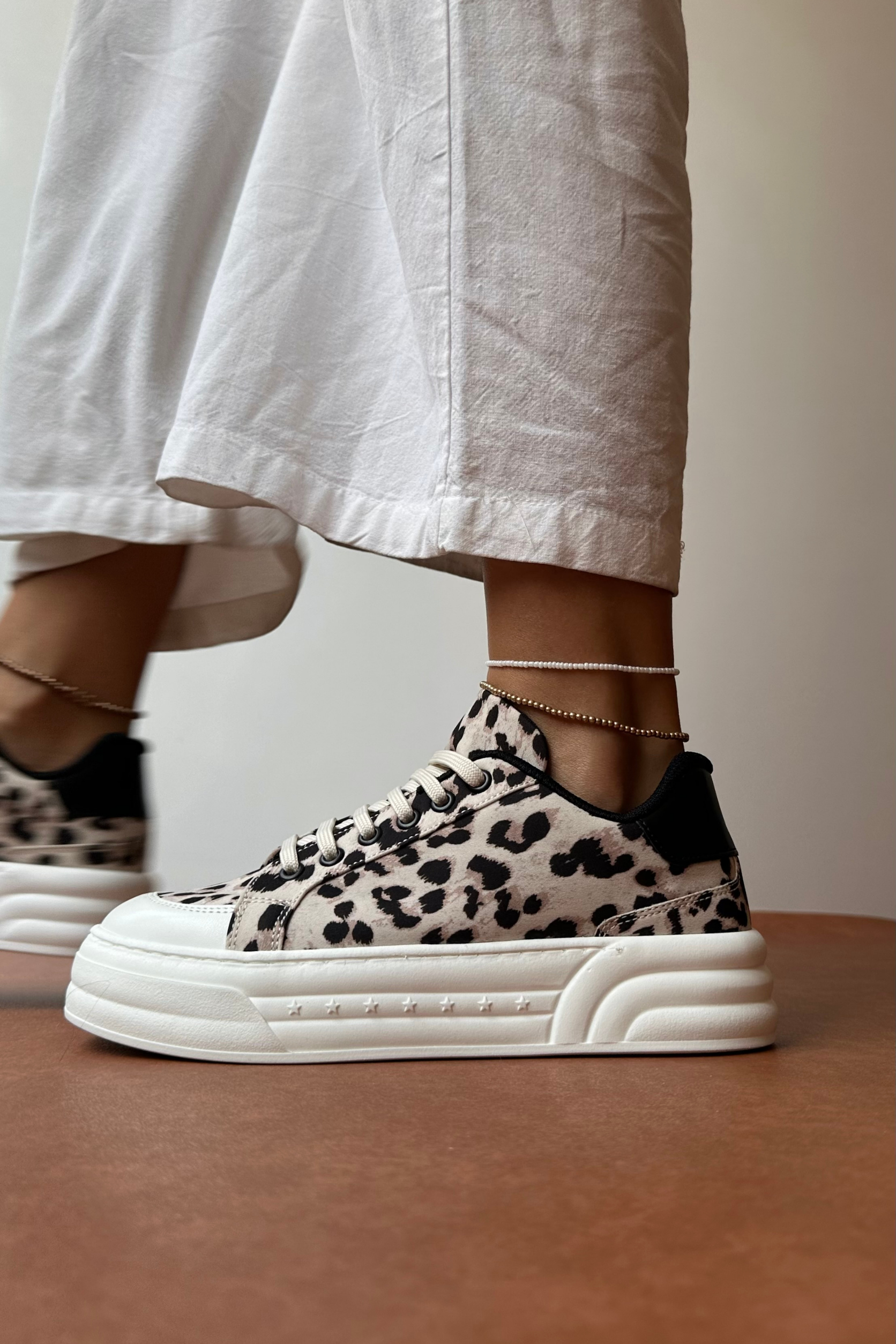 Kadın Spor Ayakkabı BEJ LEOPAR