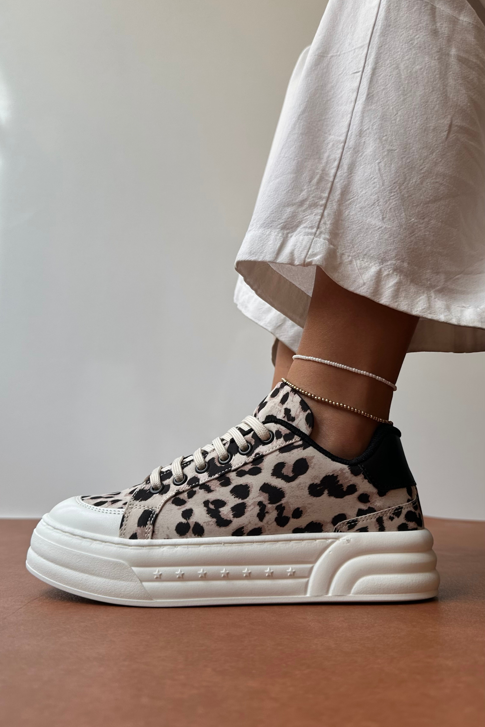 Kadın Spor Ayakkabı BEJ LEOPAR