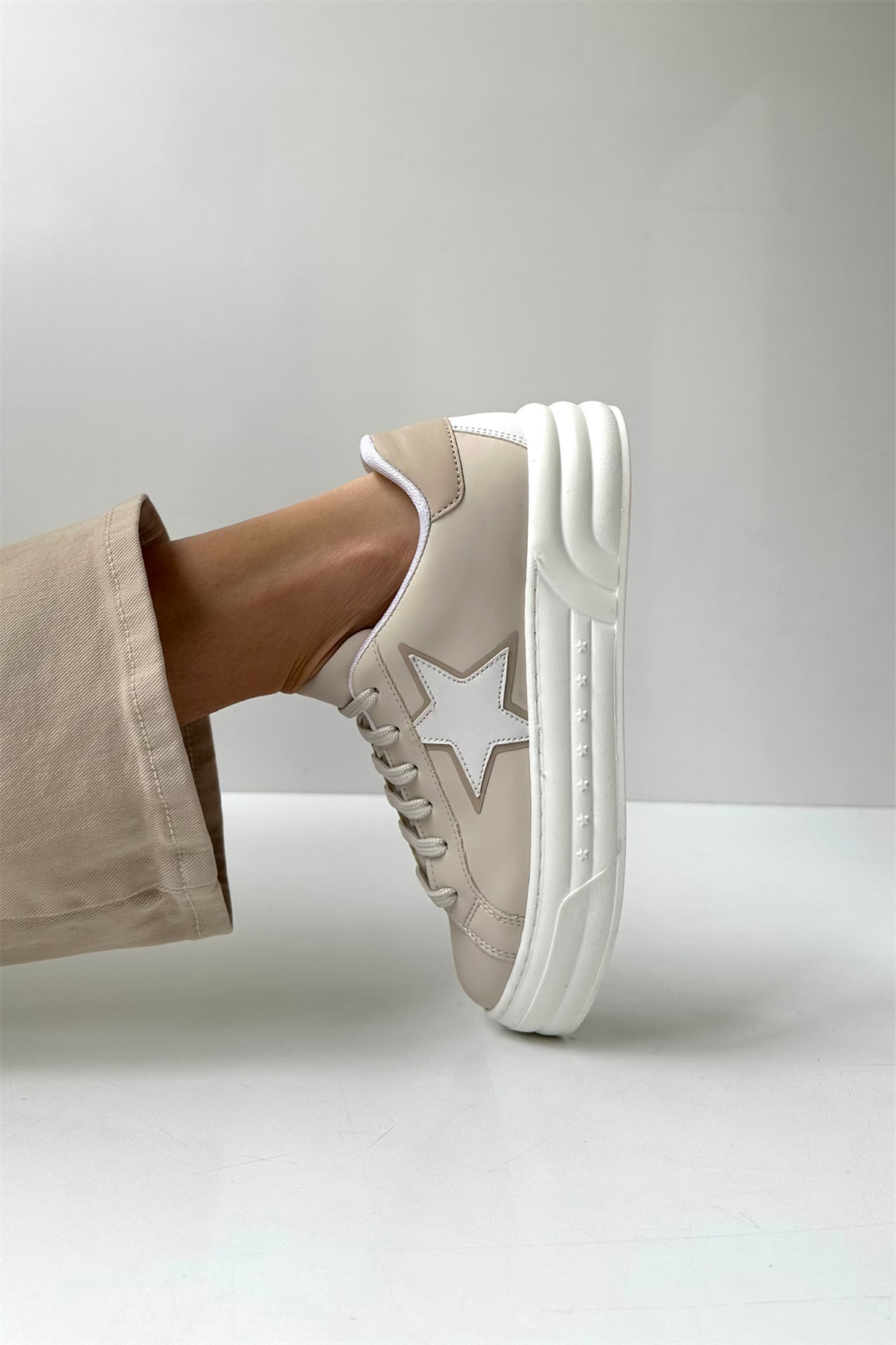 Kadın Spor Ayakkabı BEYAZ BEJ