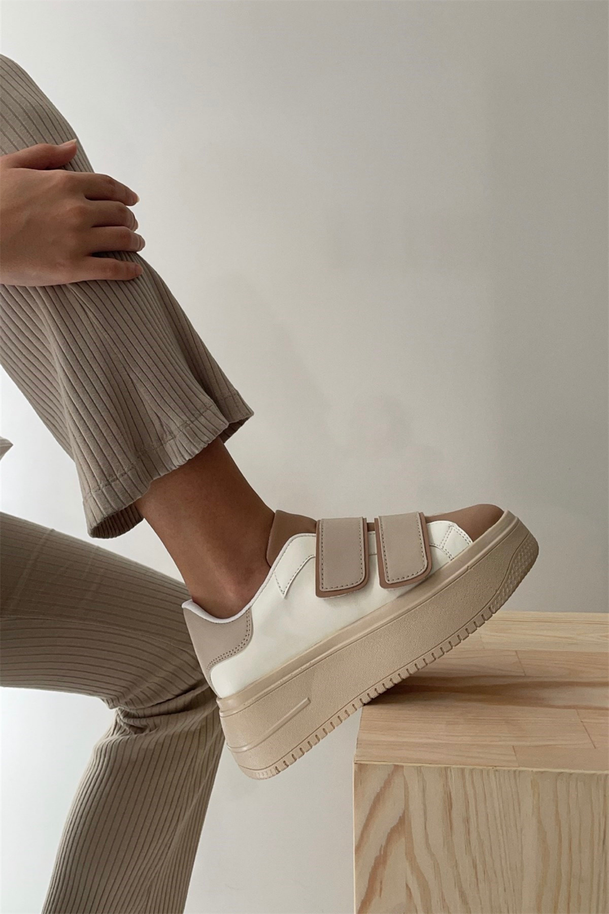 Kadın Spor Ayakkabı BEYAZ BEJ