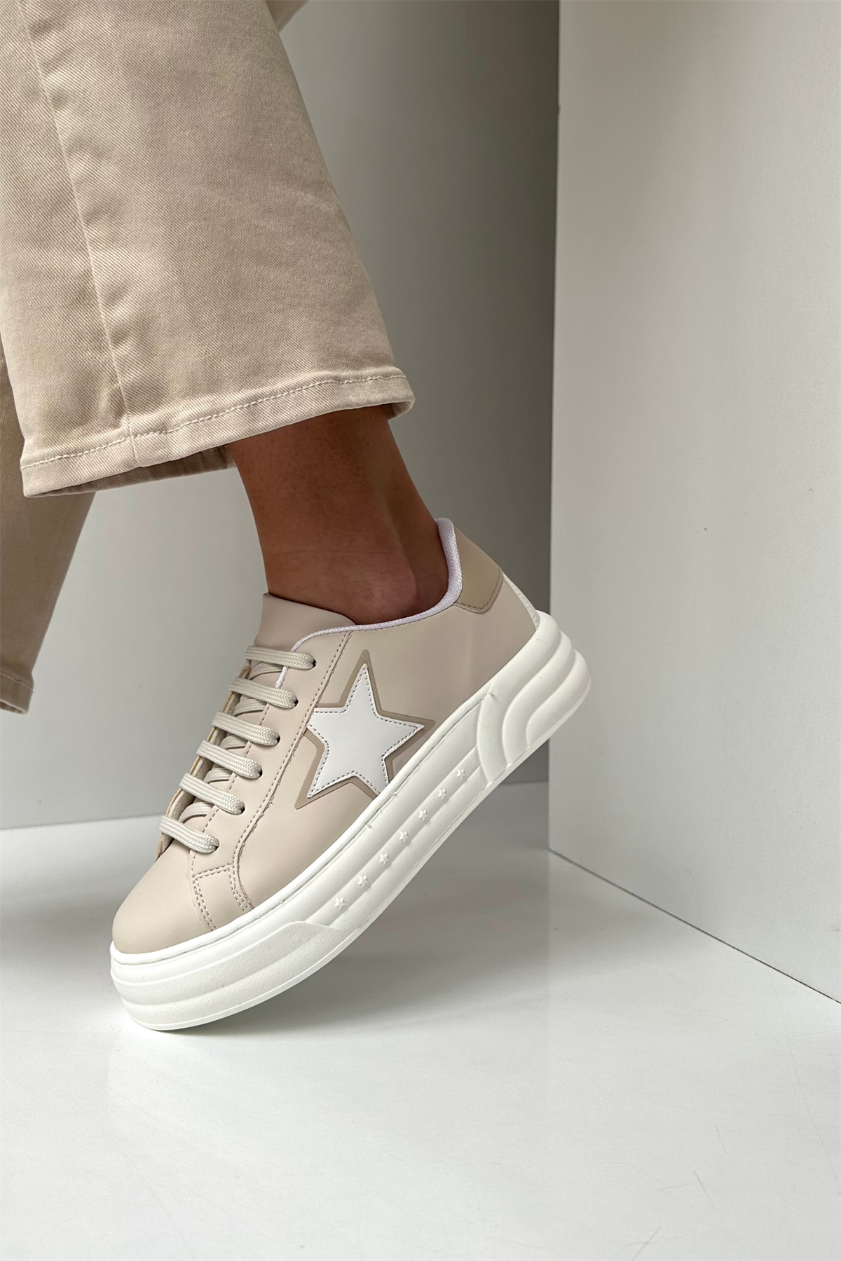 Kadın Spor Ayakkabı BEYAZ BEJ