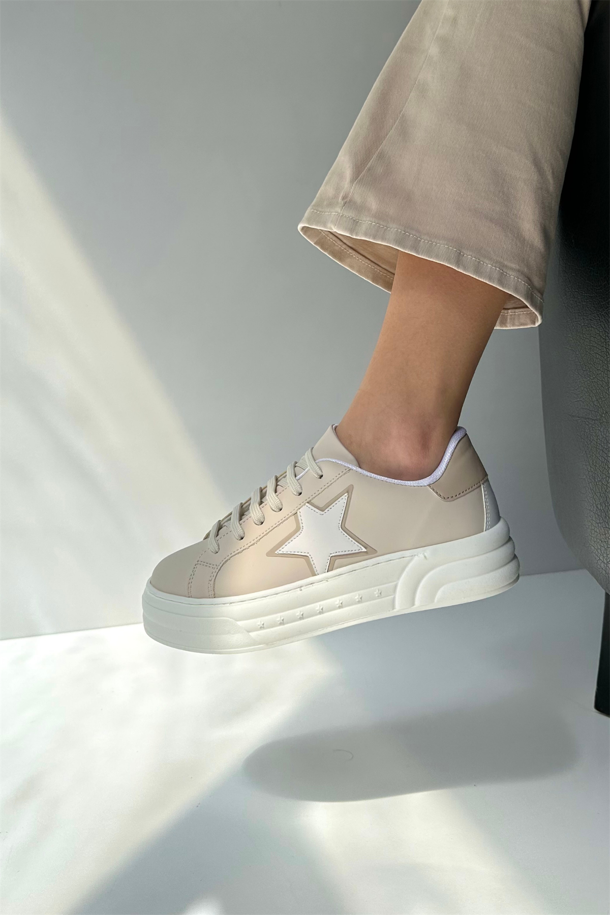 Kadın Spor Ayakkabı BEYAZ BEJ