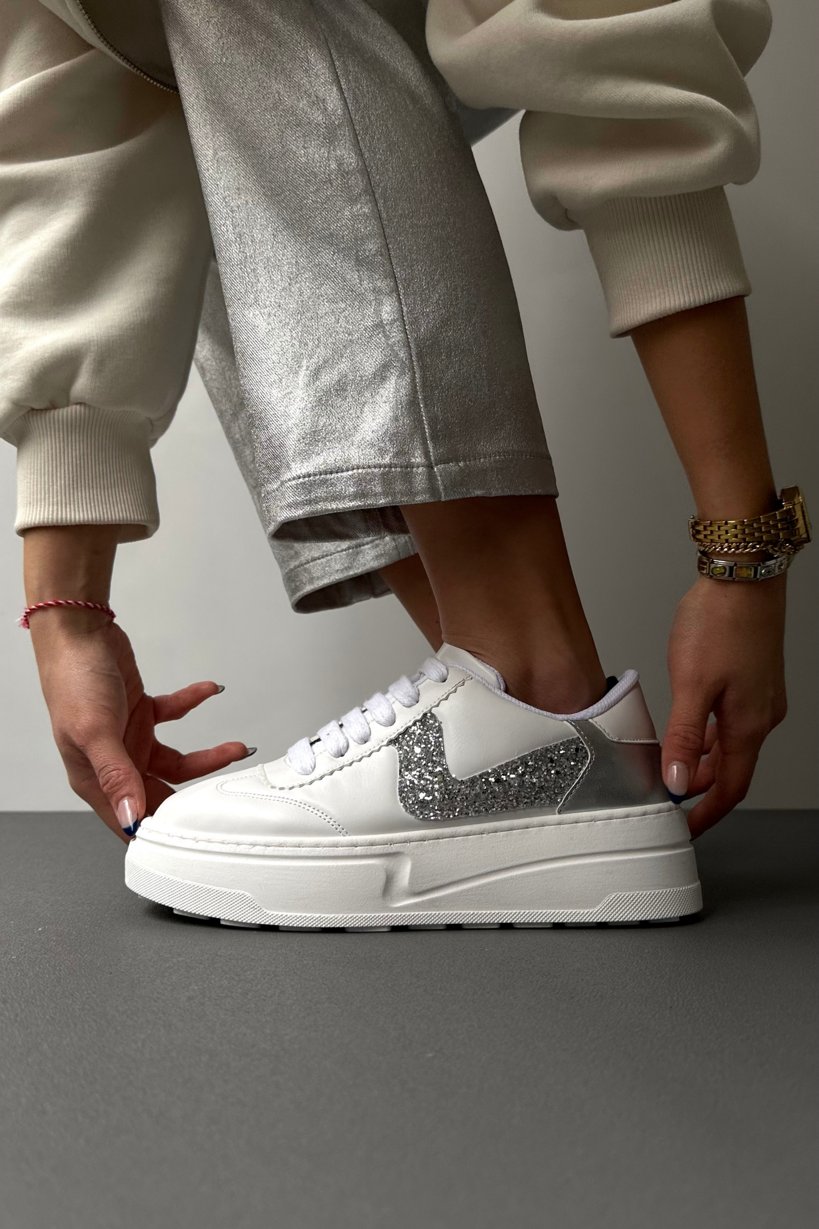 Kadın Spor Ayakkabı BEYAZ GÜMÜŞ