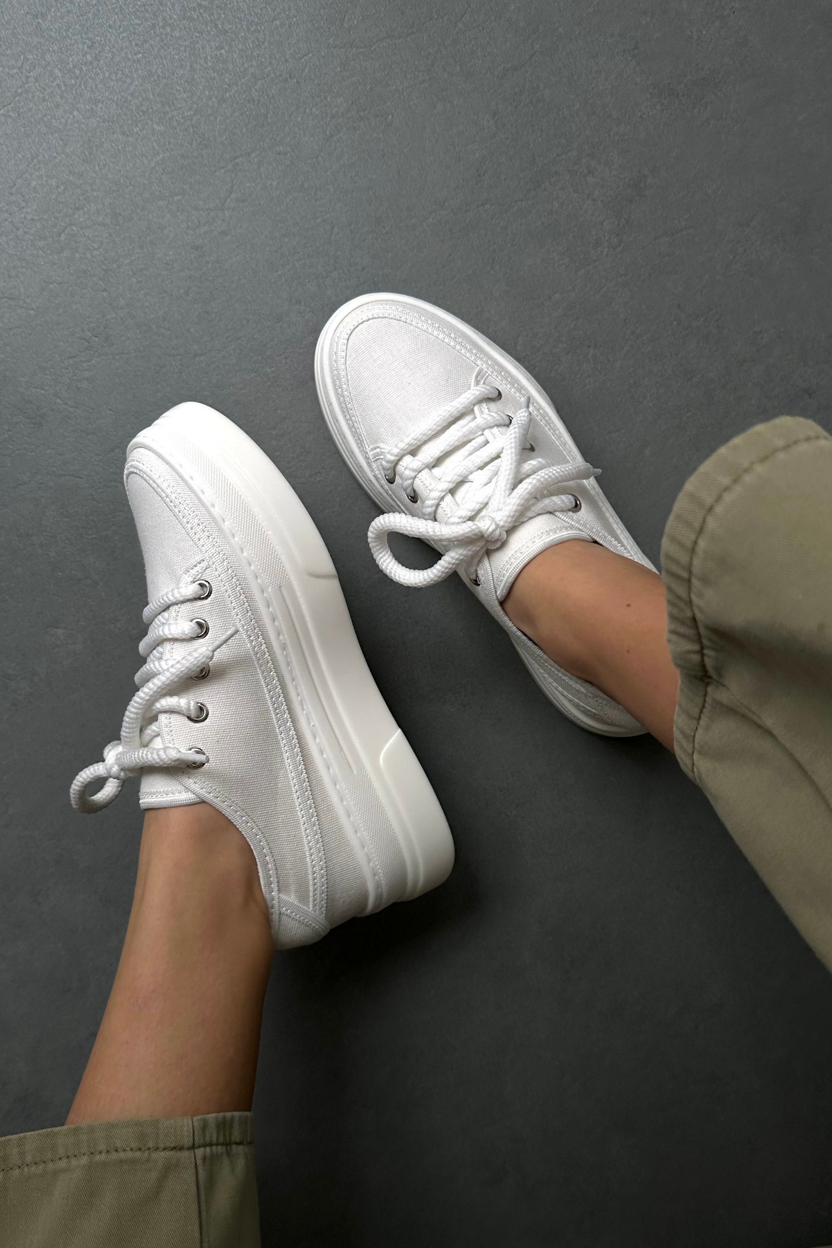 Kadın Spor Ayakkabı BEYAZ KETEN