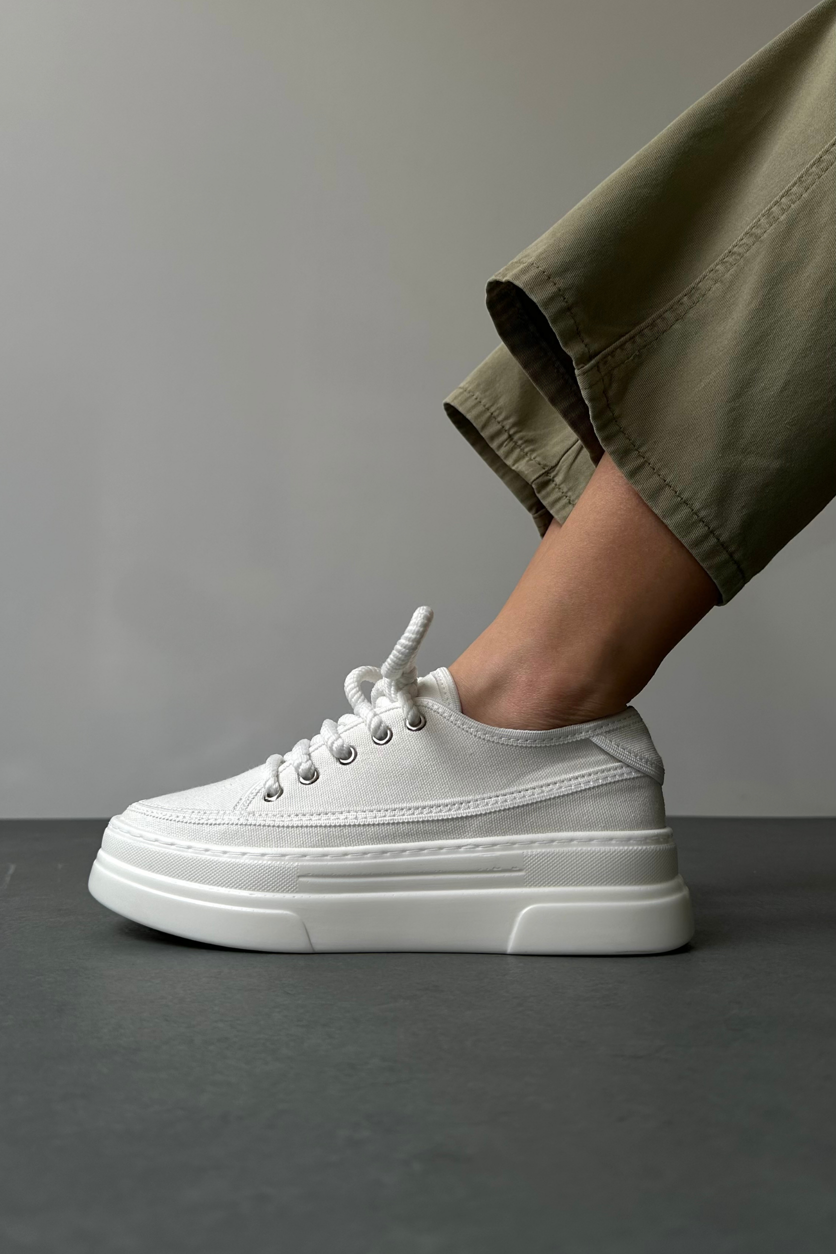 Kadın Spor Ayakkabı BEYAZ KETEN