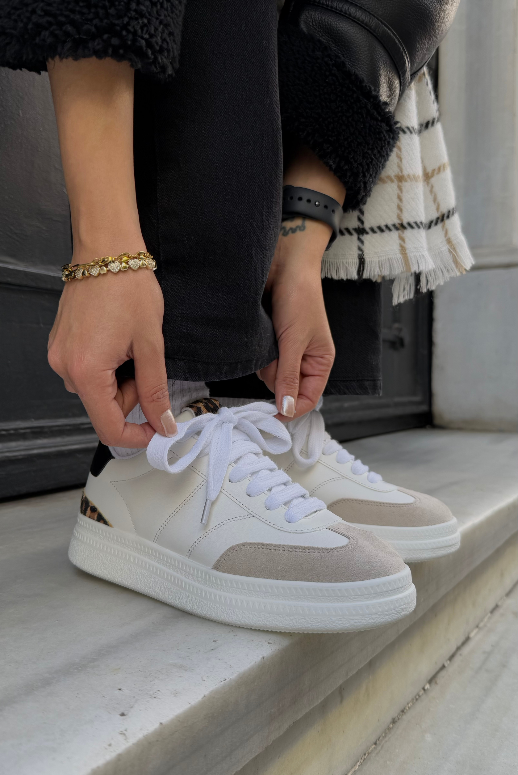 Kadın Spor Ayakkabı BEYAZ LEOPAR