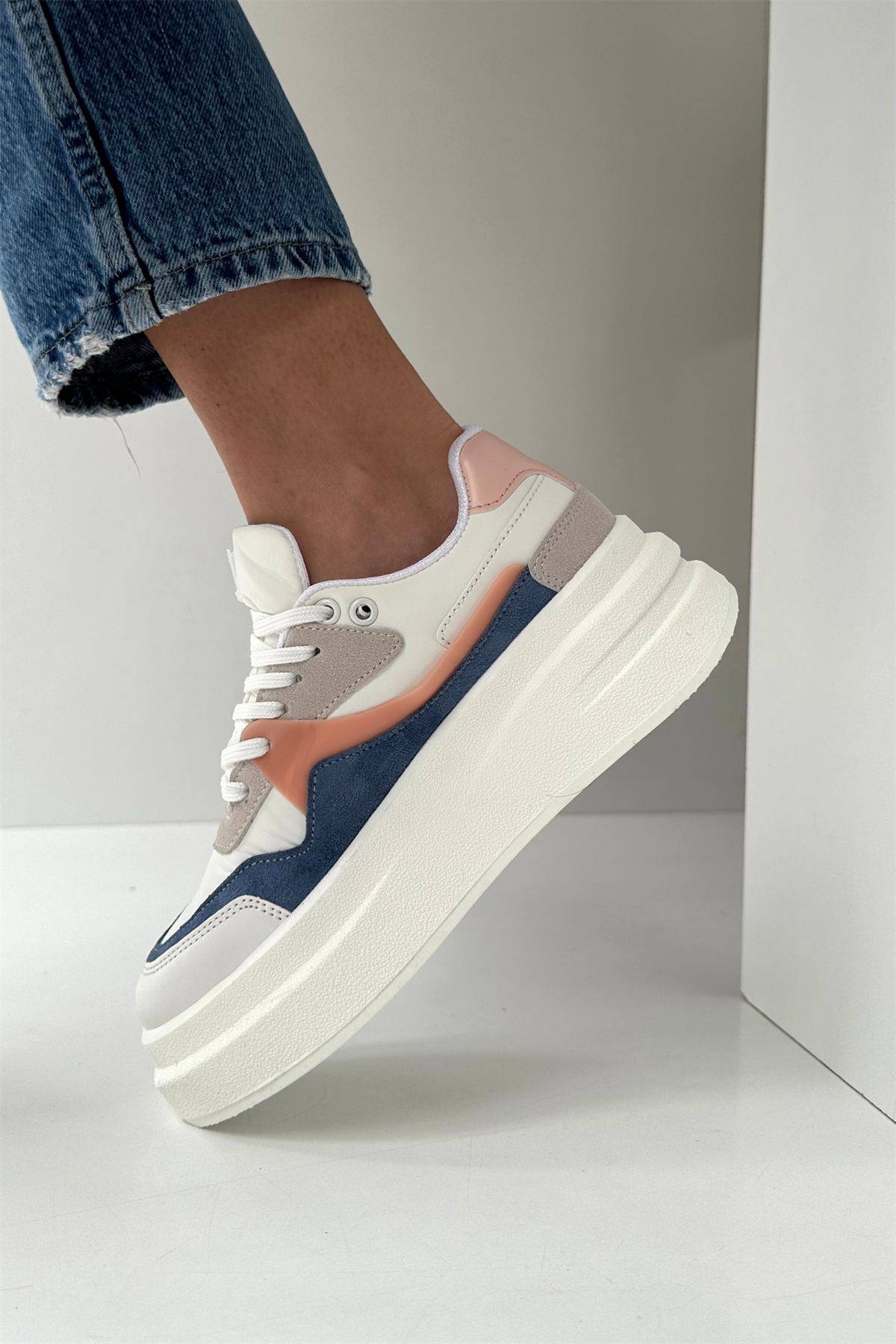 Kadın Spor Ayakkabı BEYAZ MAVİ