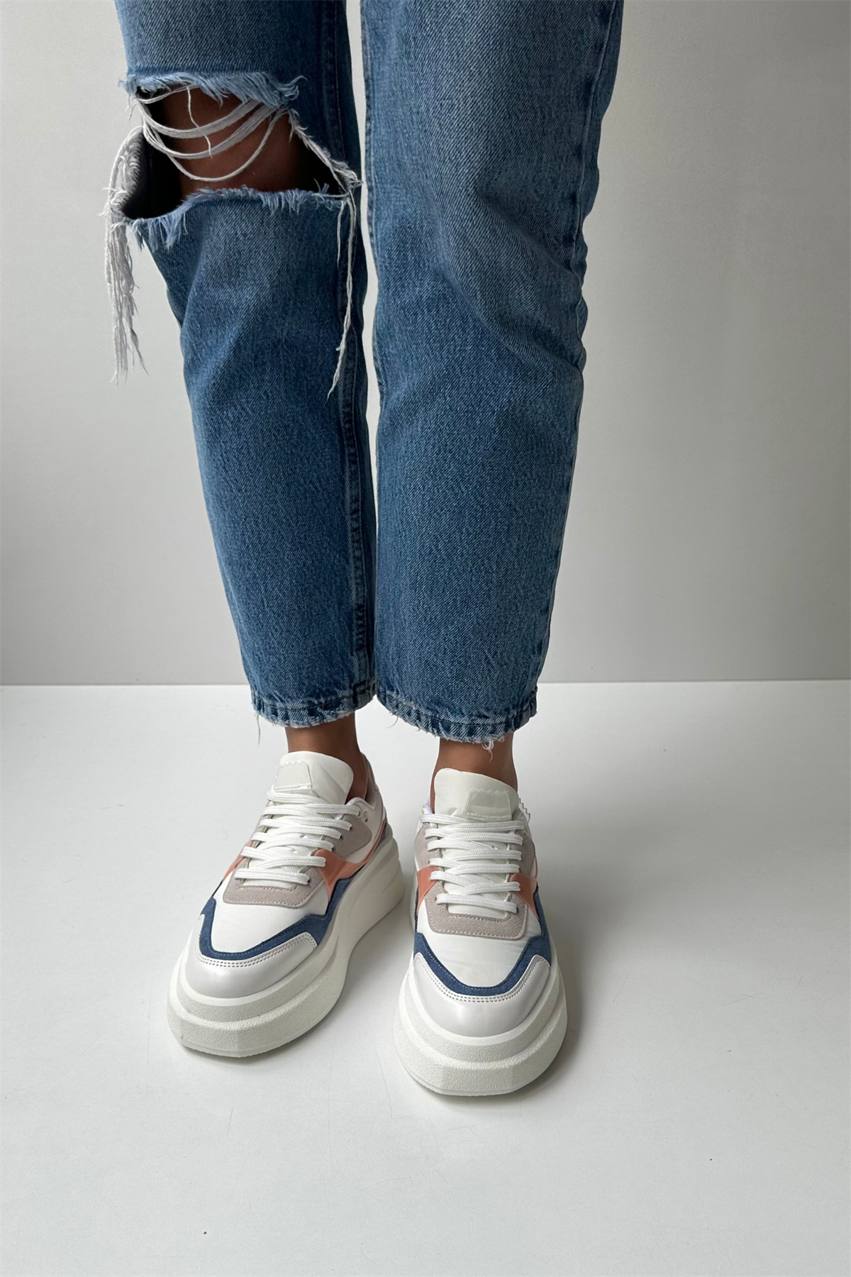 Kadın Spor Ayakkabı BEYAZ MAVİ