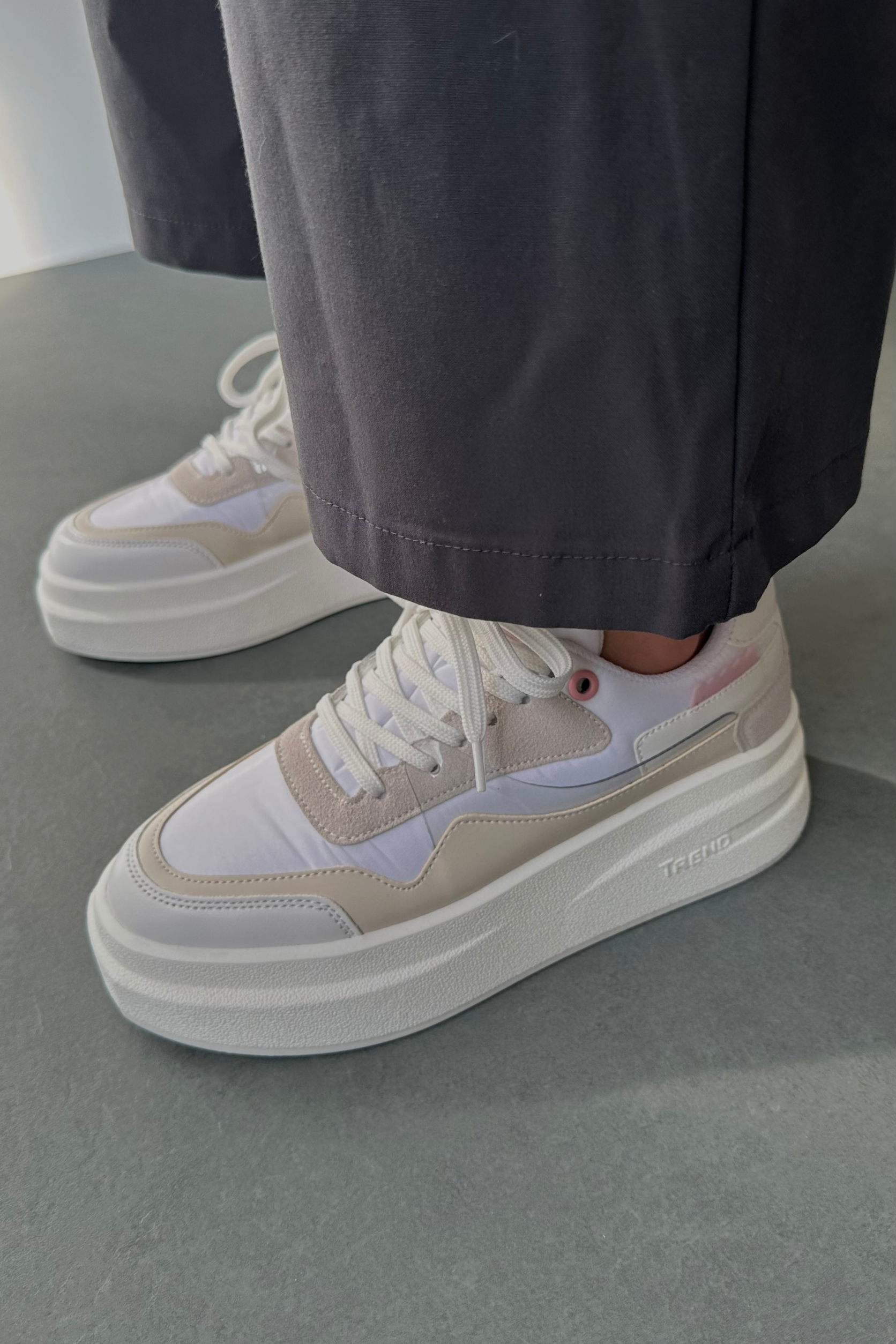 Kadın Spor Ayakkabı BEYAZ PUDRA