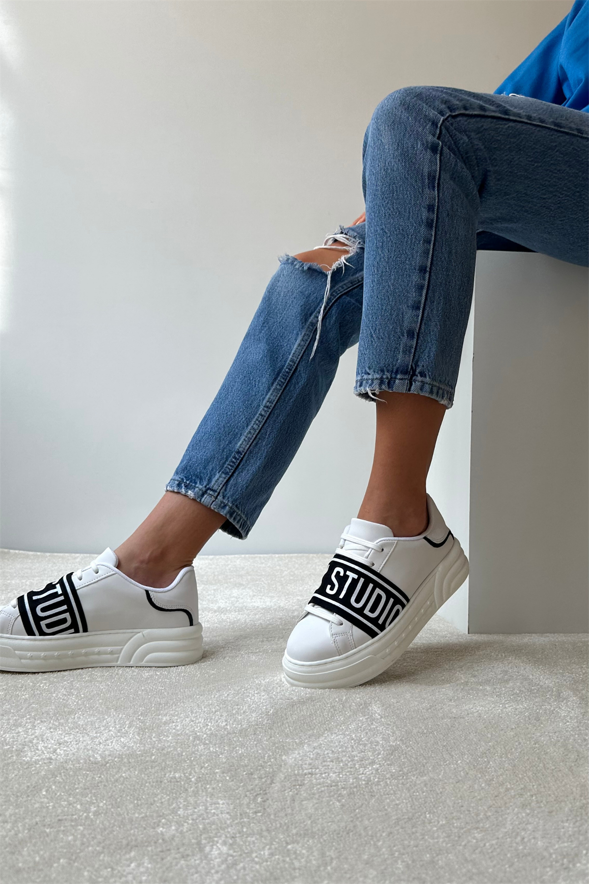 Kadın Spor Ayakkabı BEYAZ SİYAH