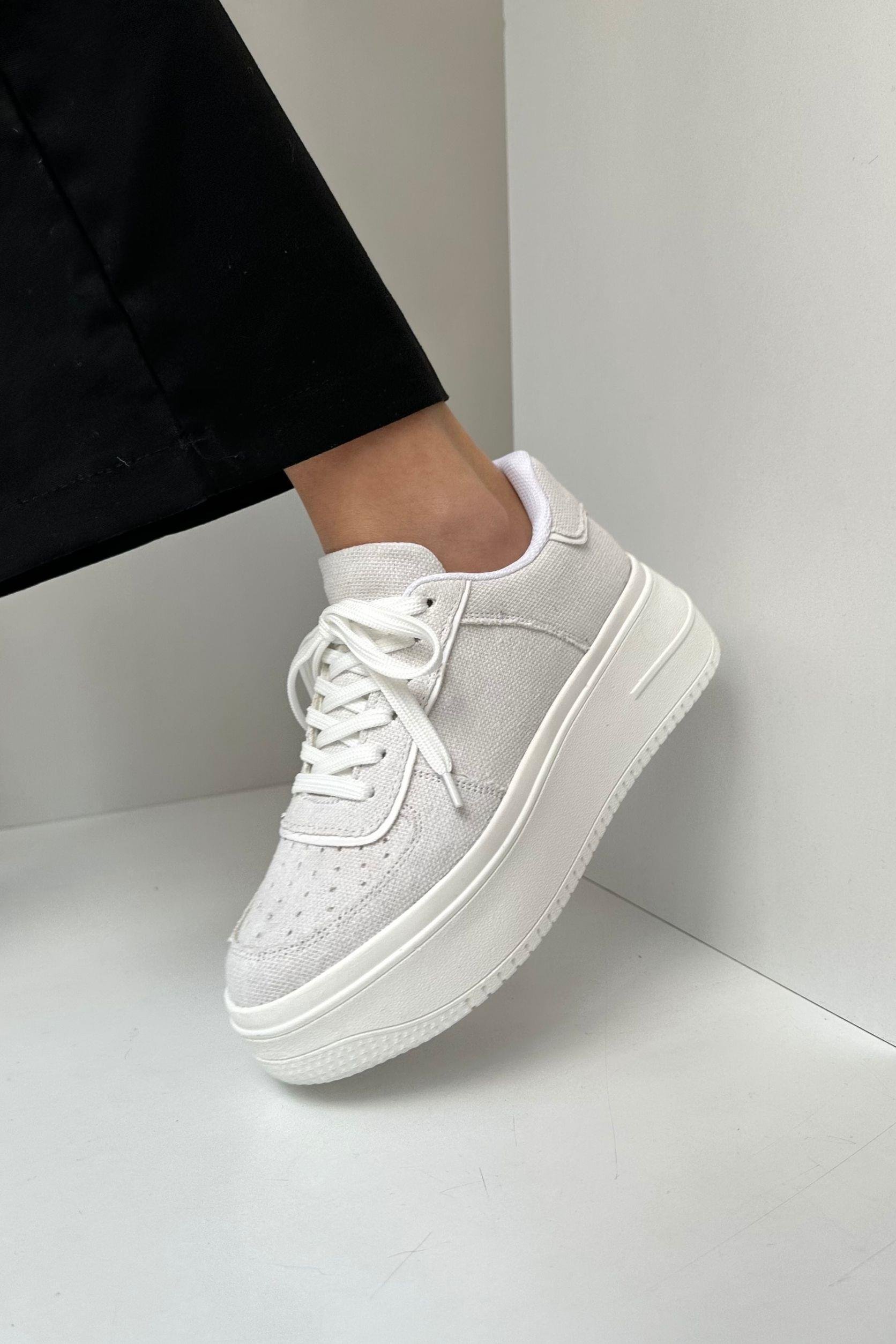 Kadın Spor Ayakkabı KREM KETEN