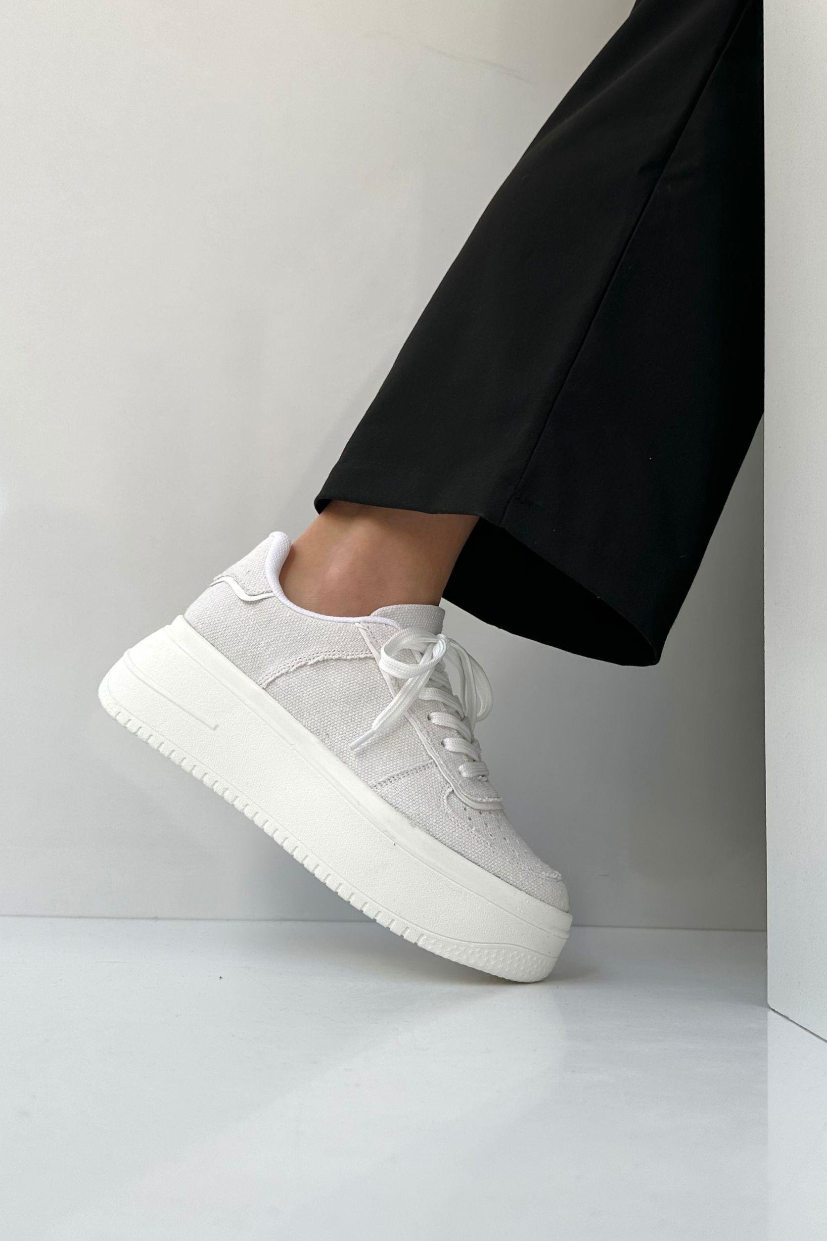 Kadın Spor Ayakkabı KREM KETEN