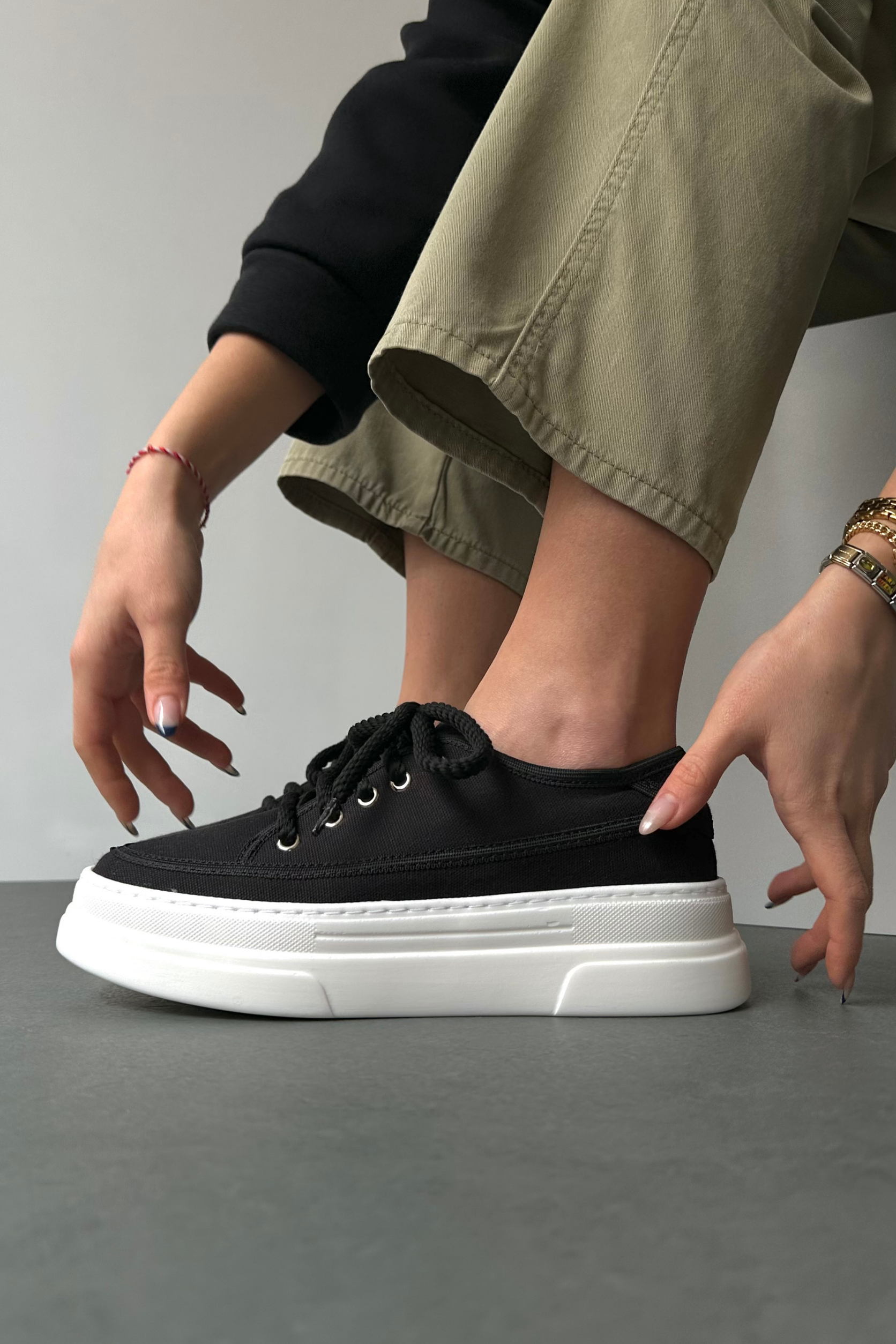 Kadın Spor Ayakkabı SİYAH KETEN