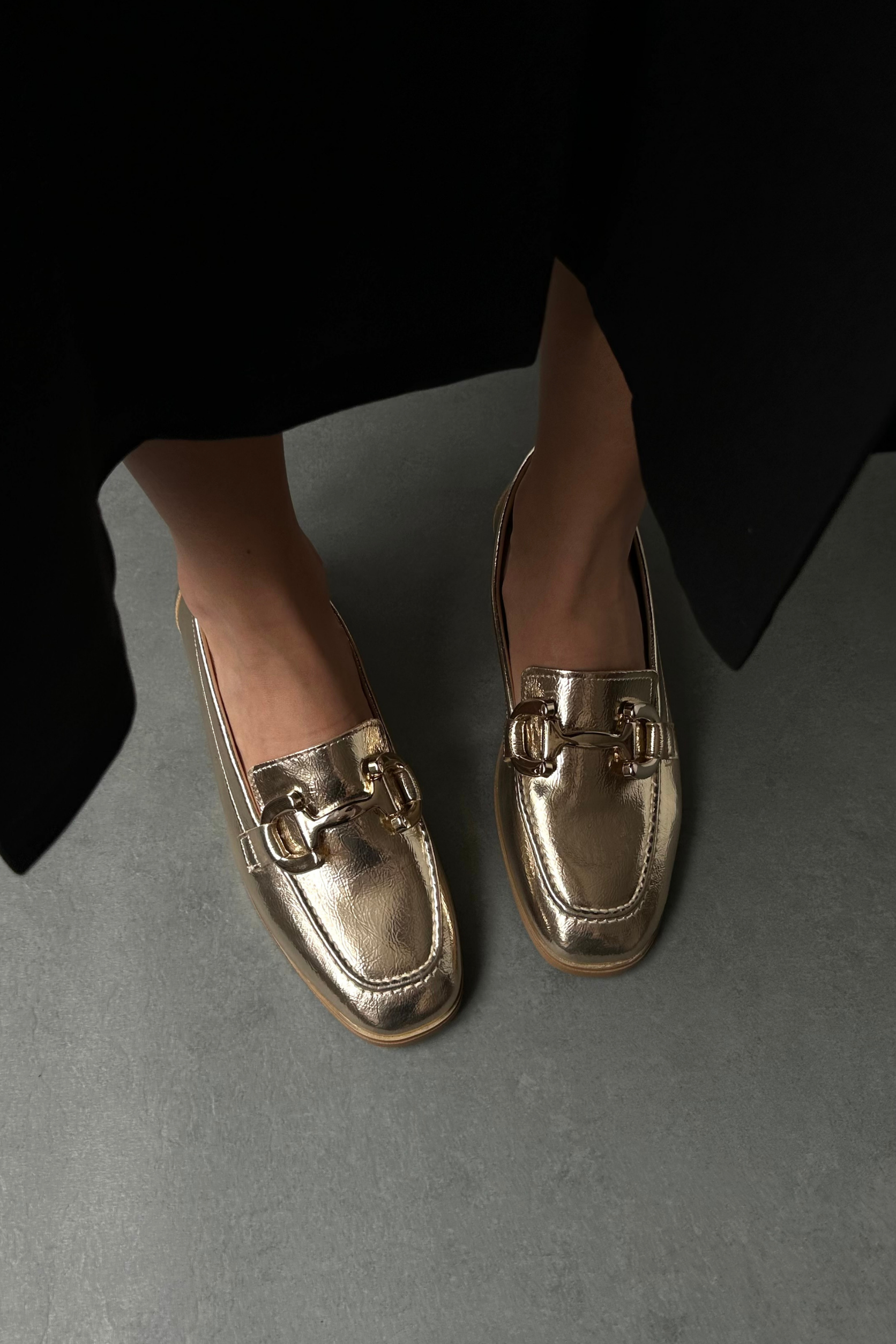Kadın Tokalı Loafer GOLD