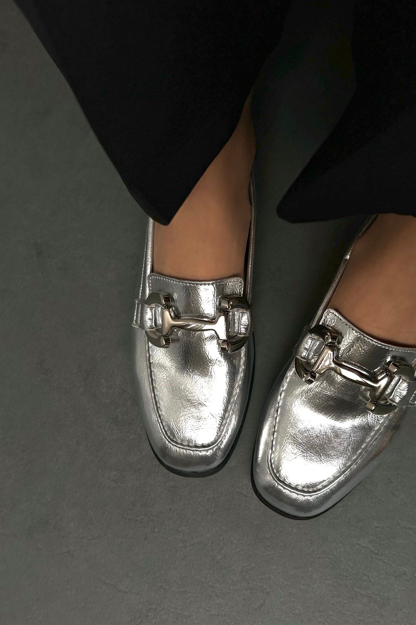 Kadın Tokalı Loafer SİLVER