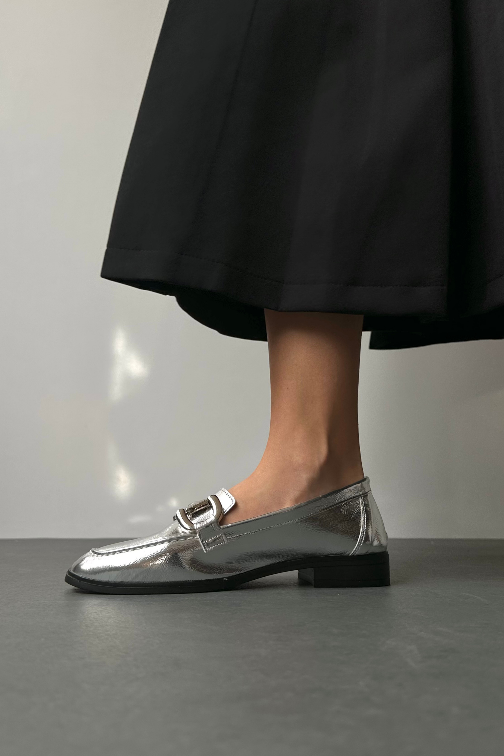 Kadın Tokalı Loafer SİLVER