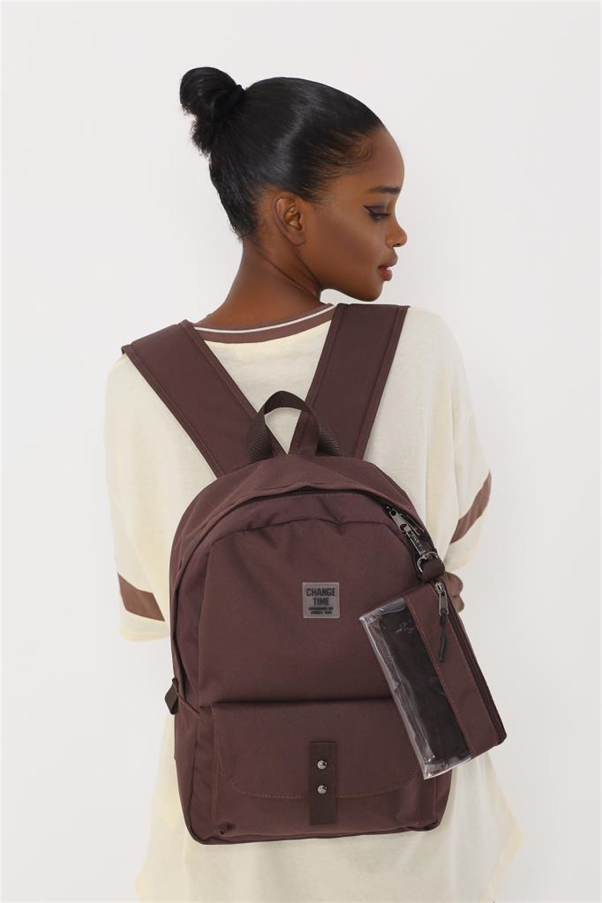 Kalemlikli Unisex Sırt Çantası ACI KAHVE