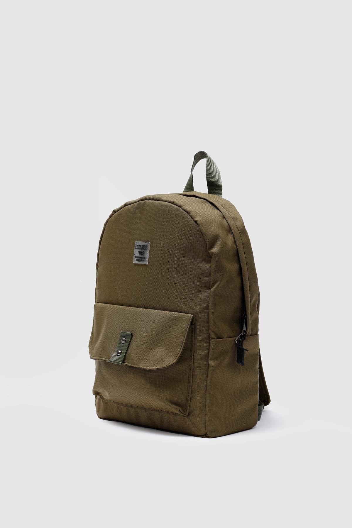 Kalemlikli Unisex Sırt Çantası Haki