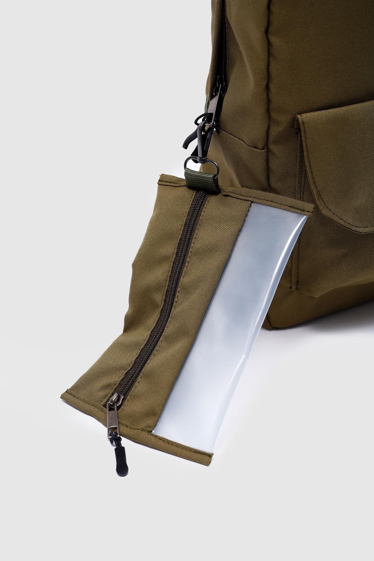 Kalemlikli Unisex Sırt Çantası Haki