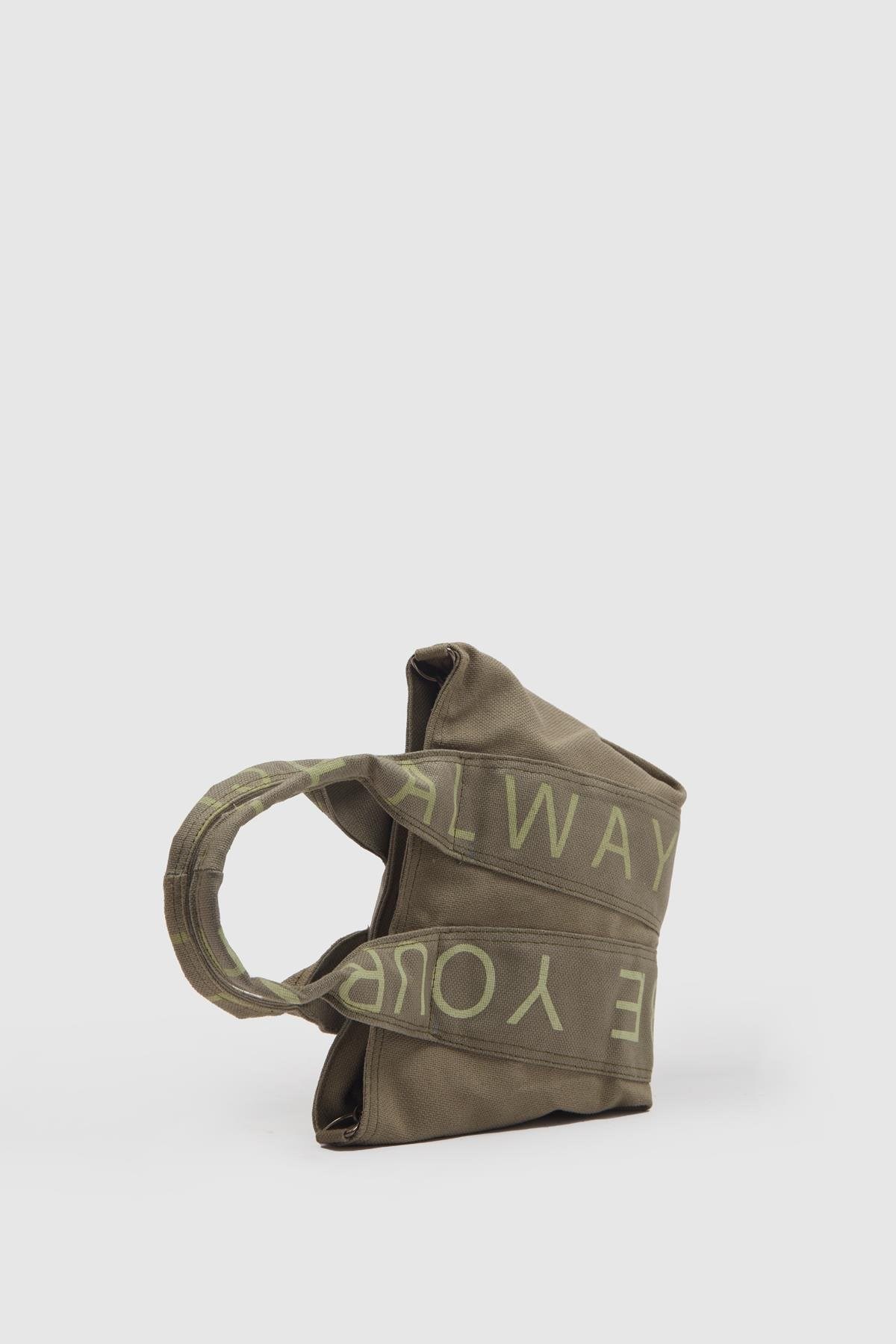 Kanvas Kumaş Çapraz Çanta Kadın Yazılı Haki