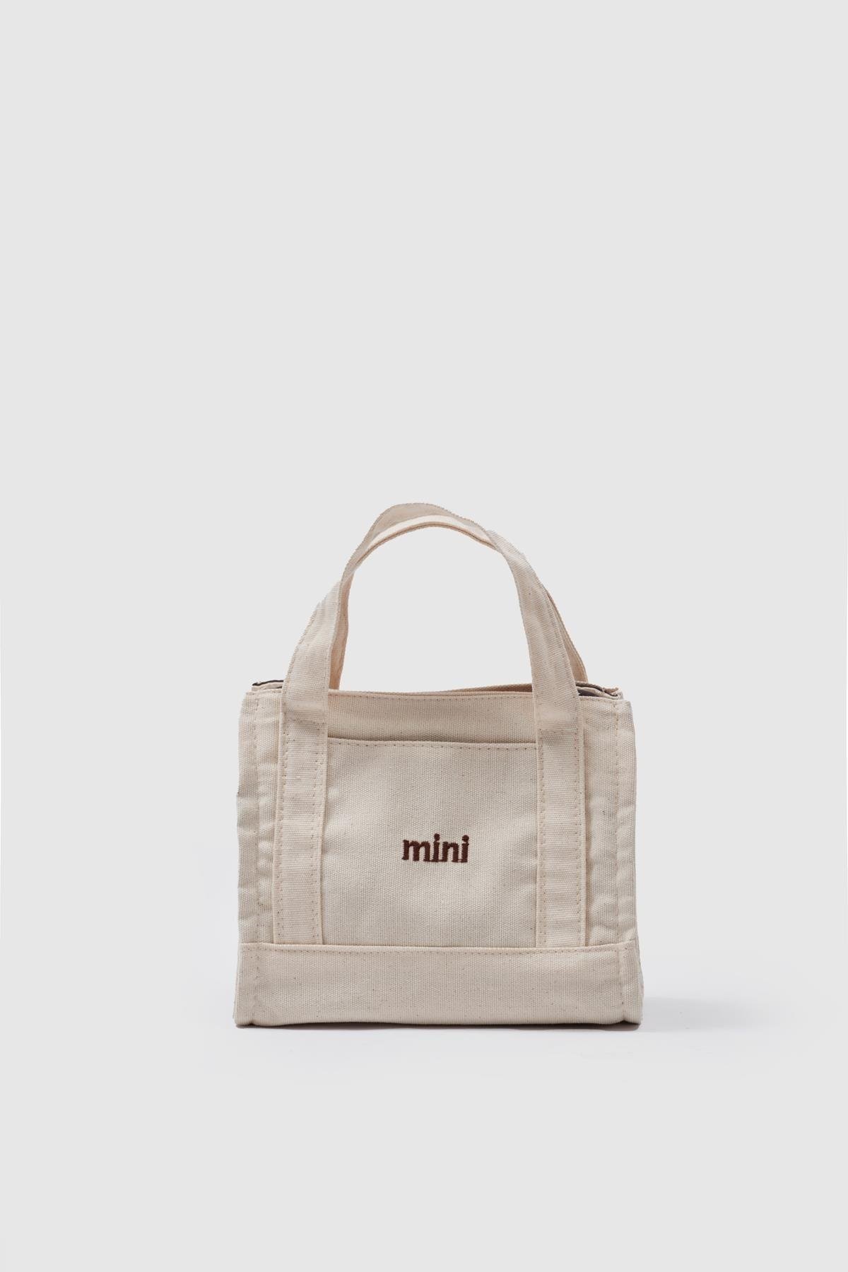 Kanvas Kumaş Kadın Çapraz Çanta Mini BEJ