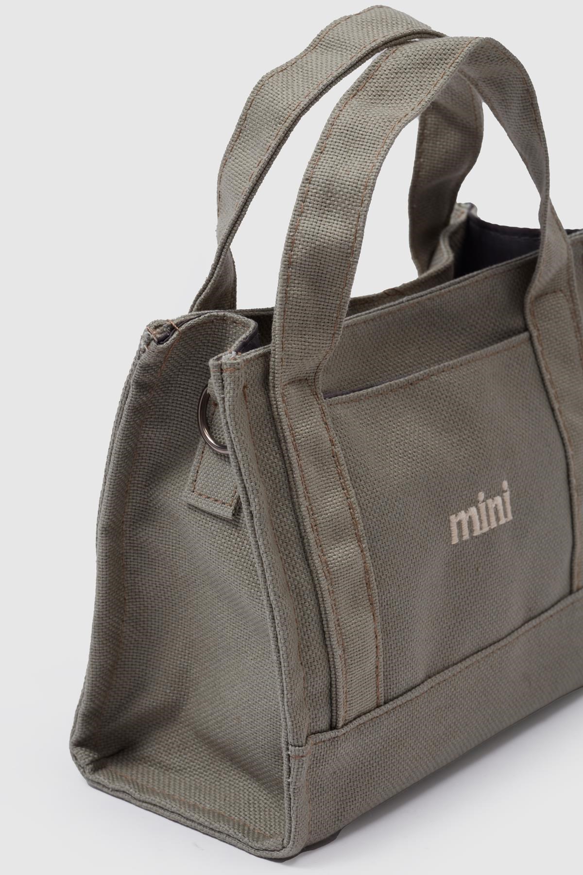 Kanvas Kumaş Kadın Çapraz Çanta Mini Haki