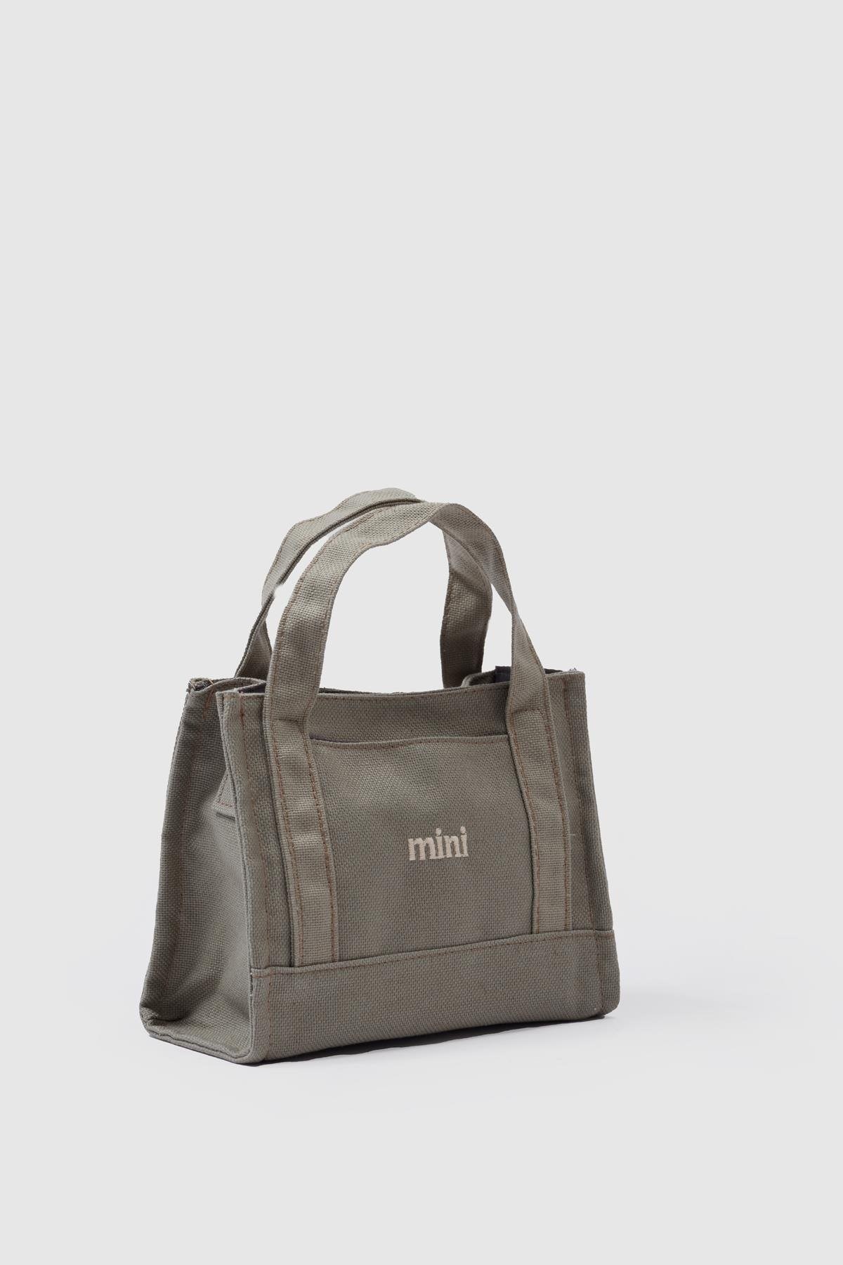 Kanvas Kumaş Kadın Çapraz Çanta Mini Haki