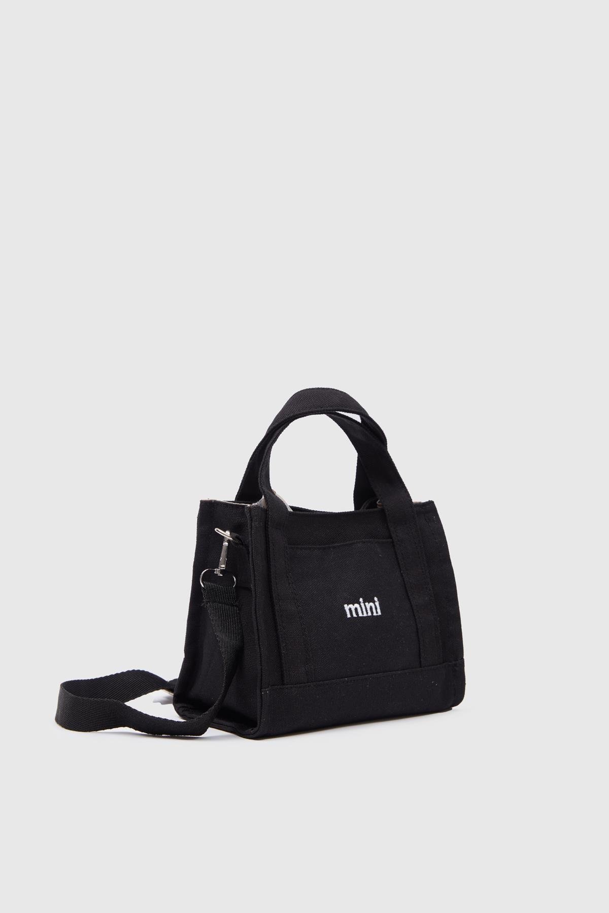 Kanvas Kumaş Kadın Çapraz Çanta Mini SİYAH