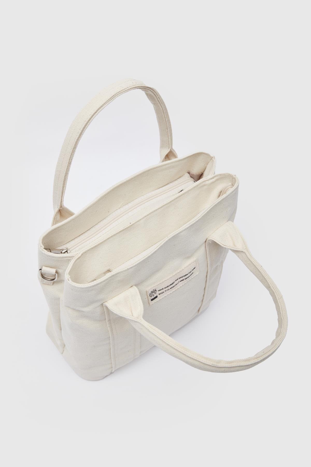 Keten Kumaş Kadın Çapraz Çanta  BEJ