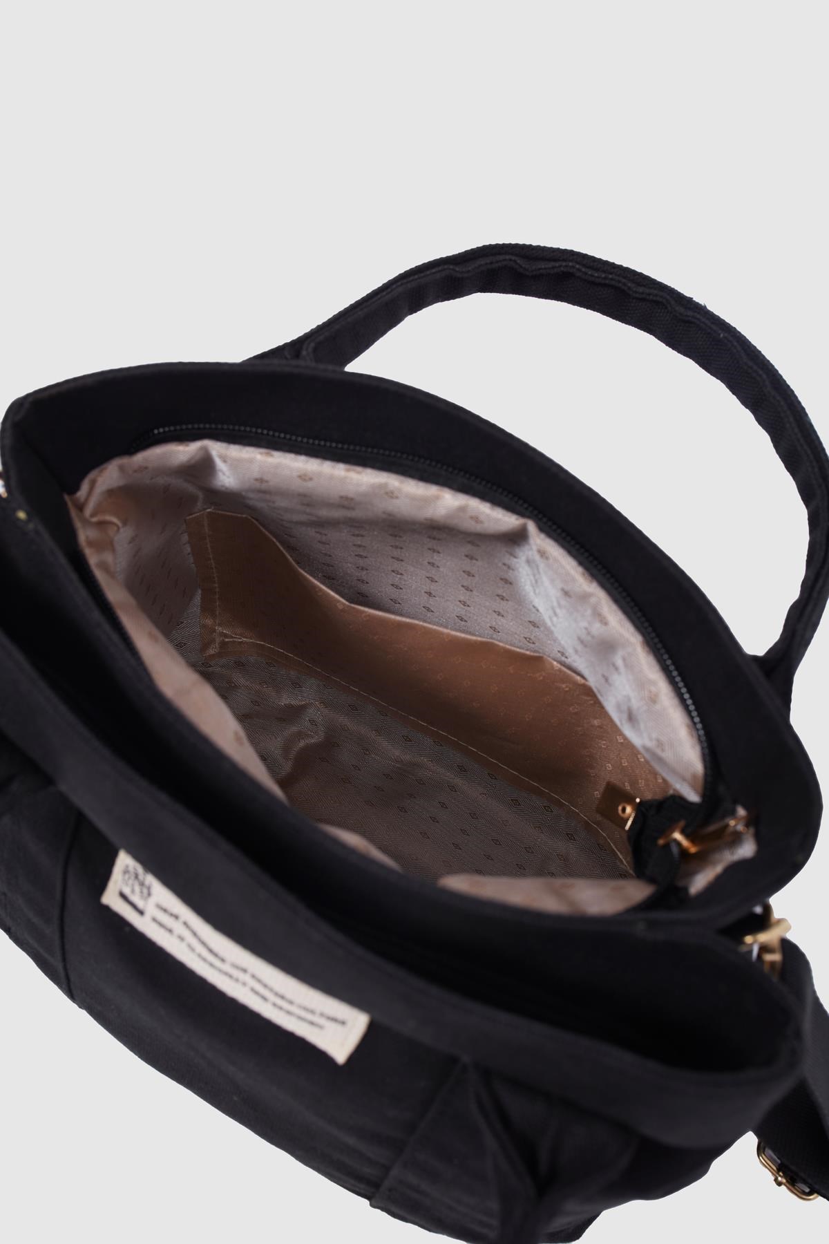 Keten Kumaş Kadın Çapraz Çanta  SİYAH