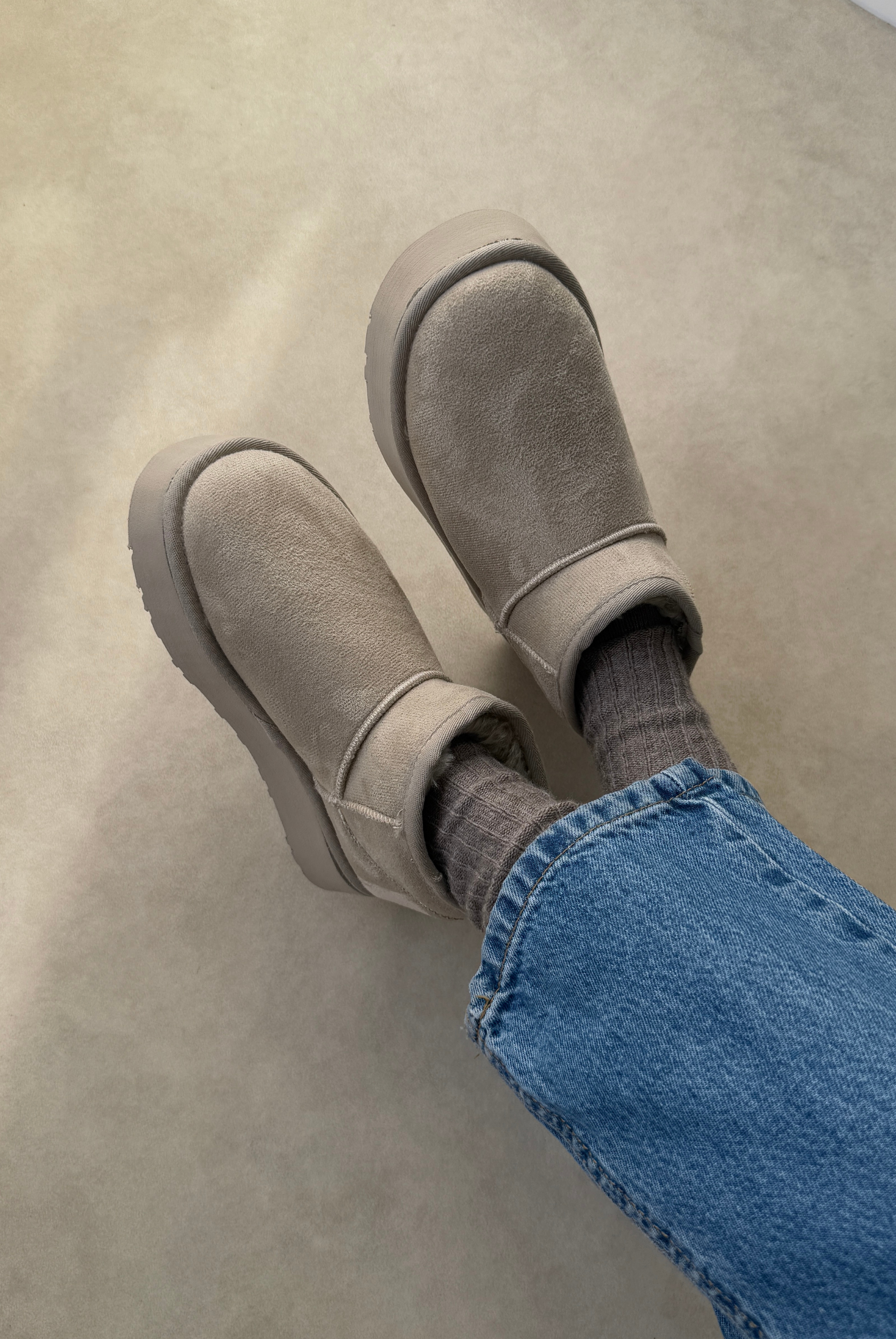 Mini İçi Kürklü Kalın Tabanlı BEJ