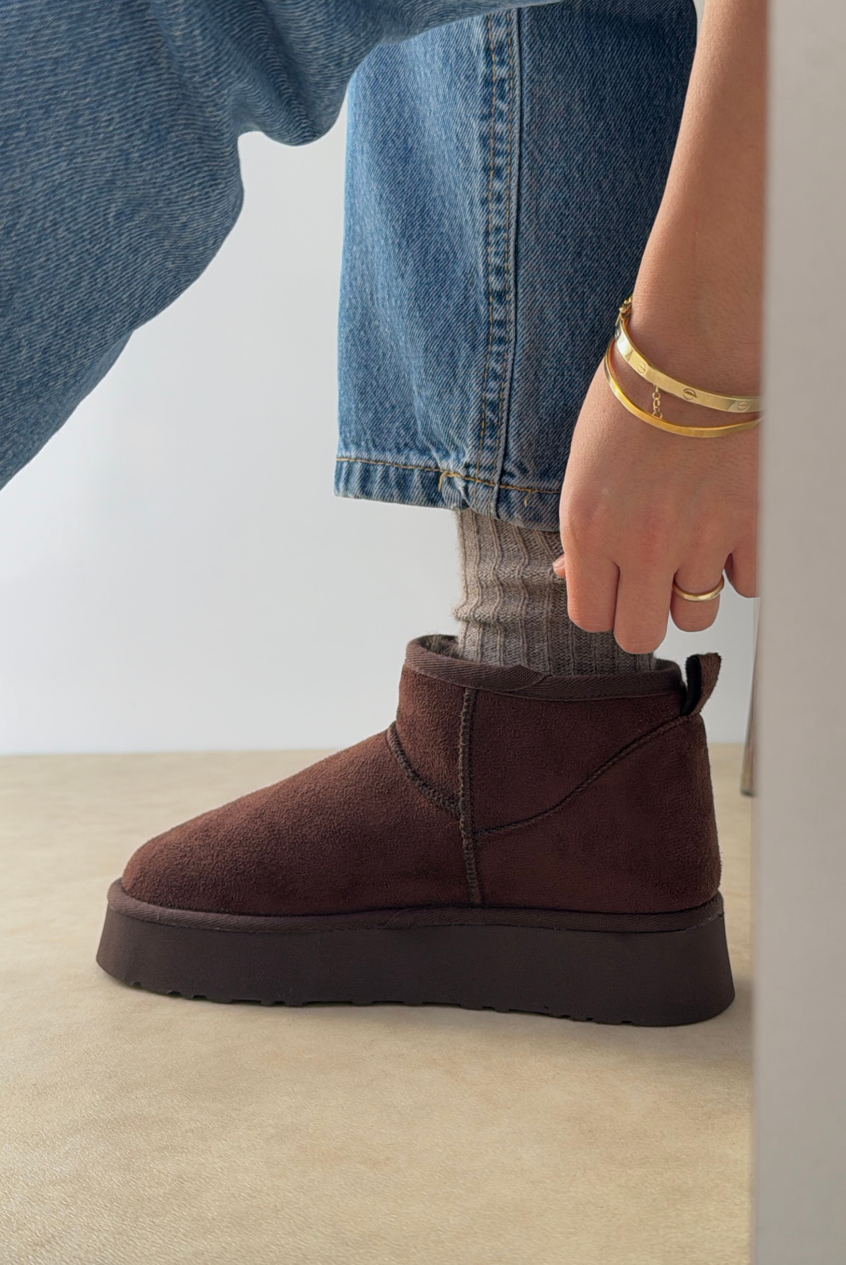 Mini İçi Kürklü Kalın Tabanlı KAHVE