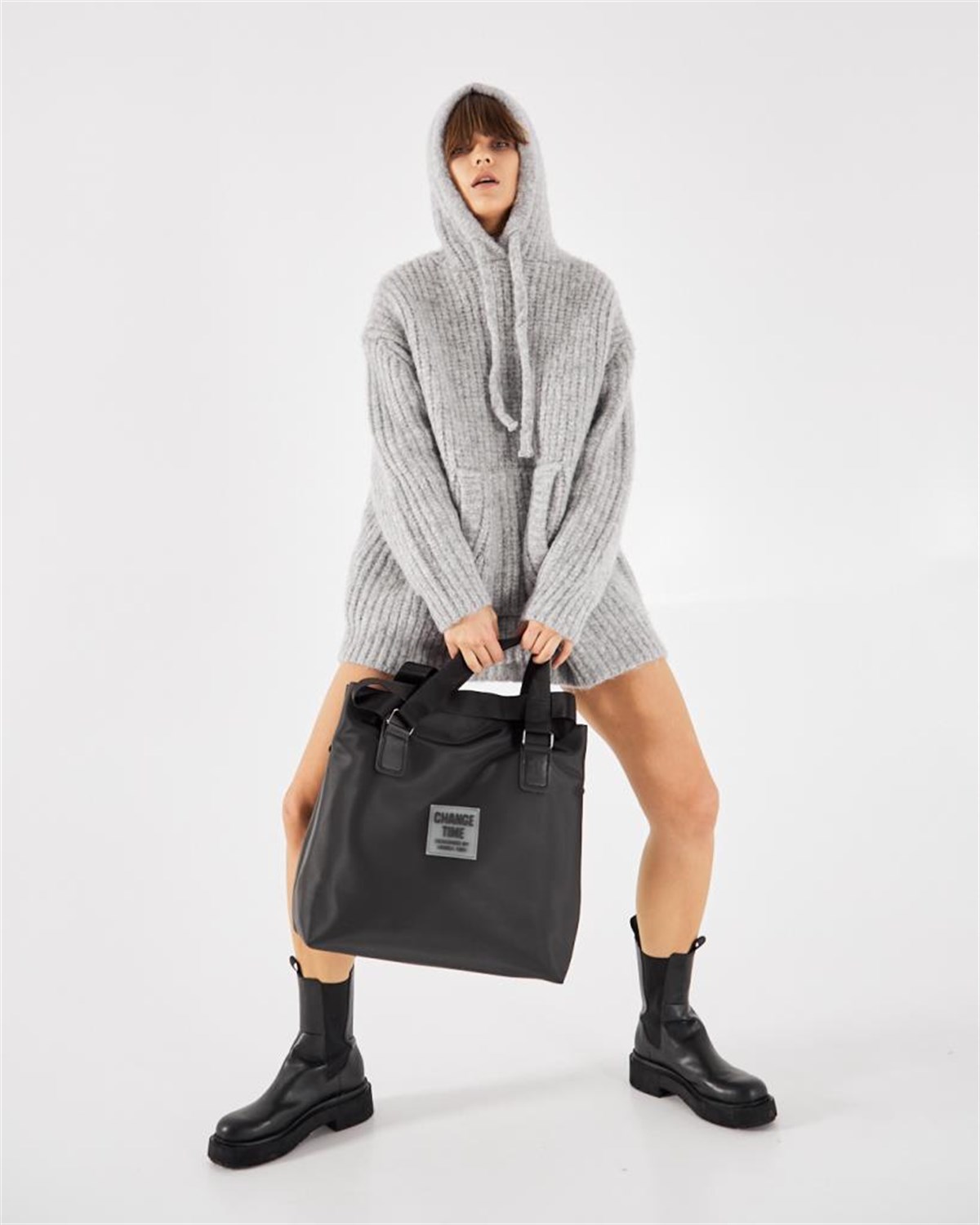 Patlı Kadın Omuz Çantası SİYAH