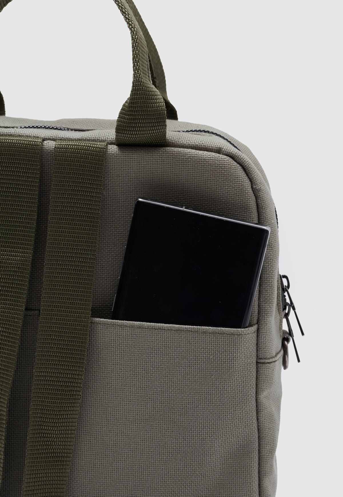 Unisex Keten Sırt Ve Kol Çantası Haki