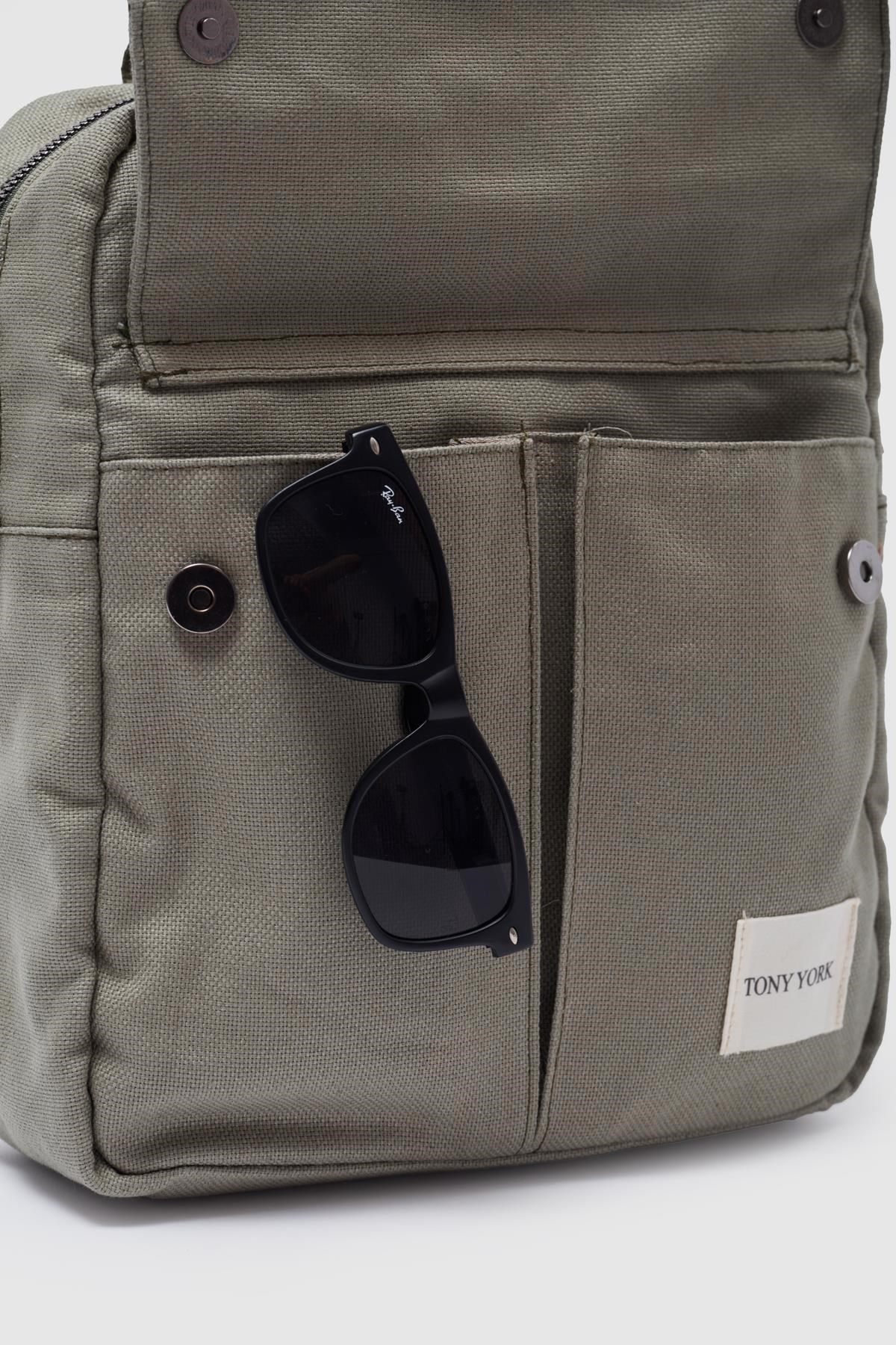 Unisex Keten Sırt Ve Kol Çantası Haki