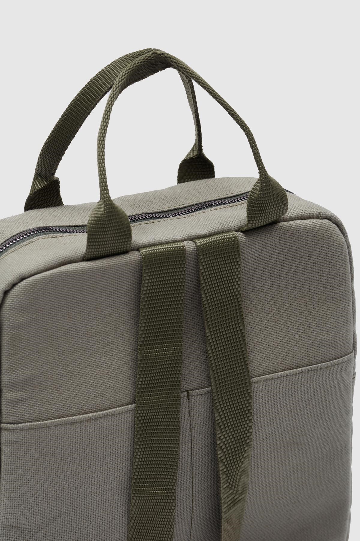 Unisex Keten Sırt Ve Kol Çantası Haki