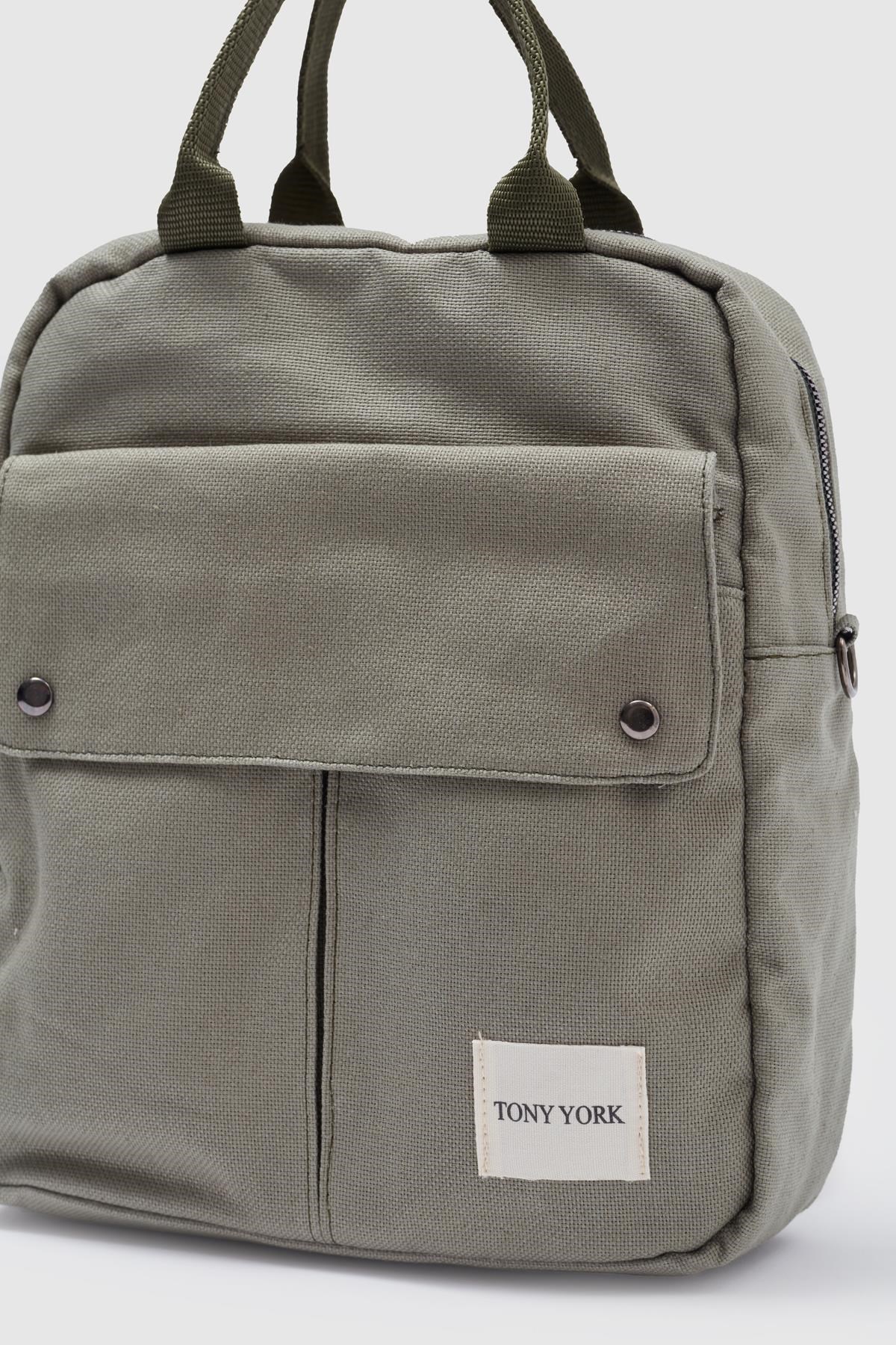 Unisex Keten Sırt Ve Kol Çantası Haki