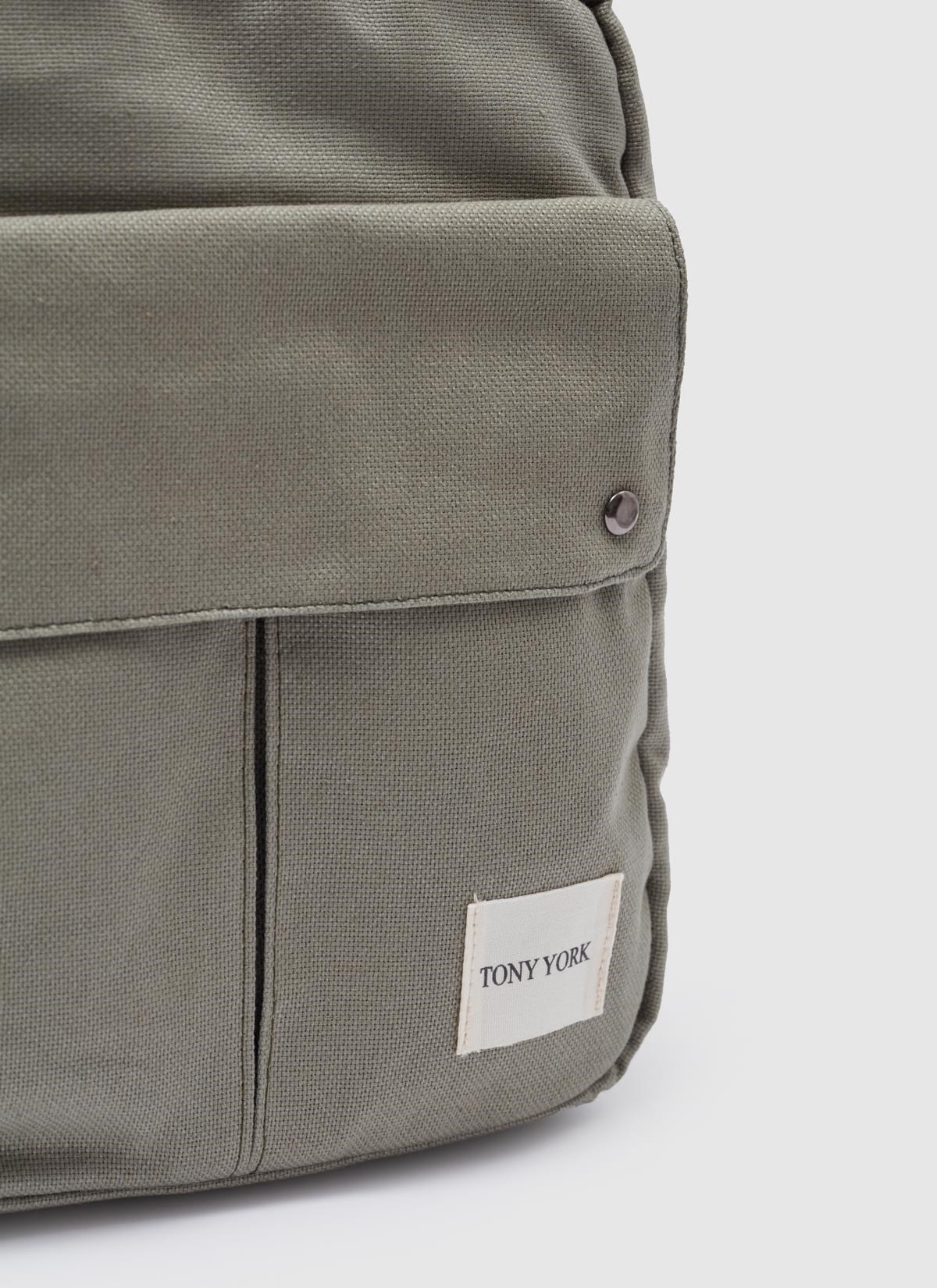 Unisex Keten Sırt Ve Kol Çantası Haki