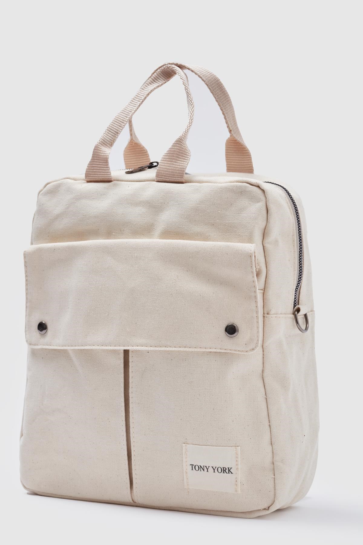 Unisex Keten Sırt Ve Kol Çantası KREM