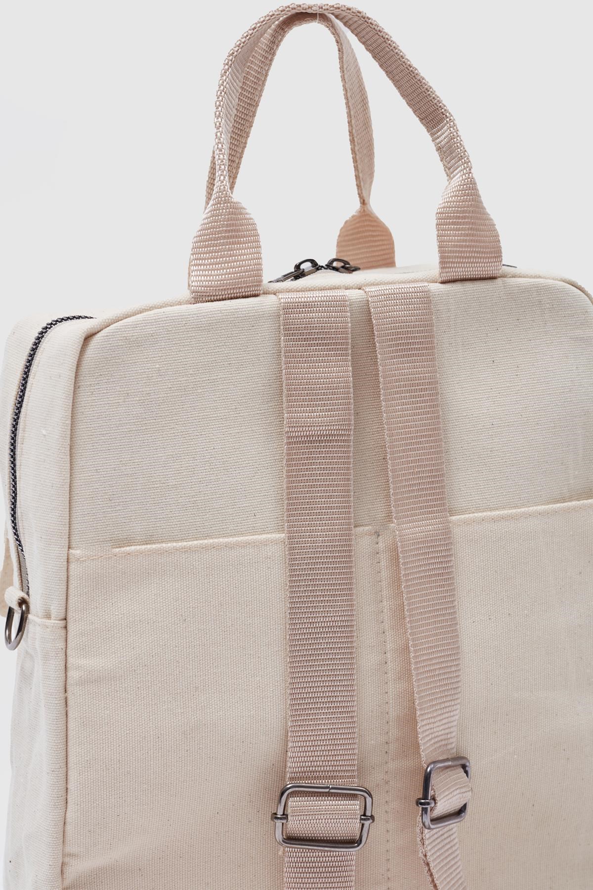 Unisex Keten Sırt Ve Kol Çantası KREM