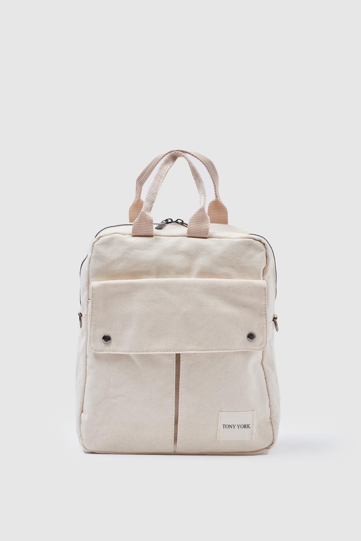 Unisex Keten Sırt Ve Kol Çantası KREM