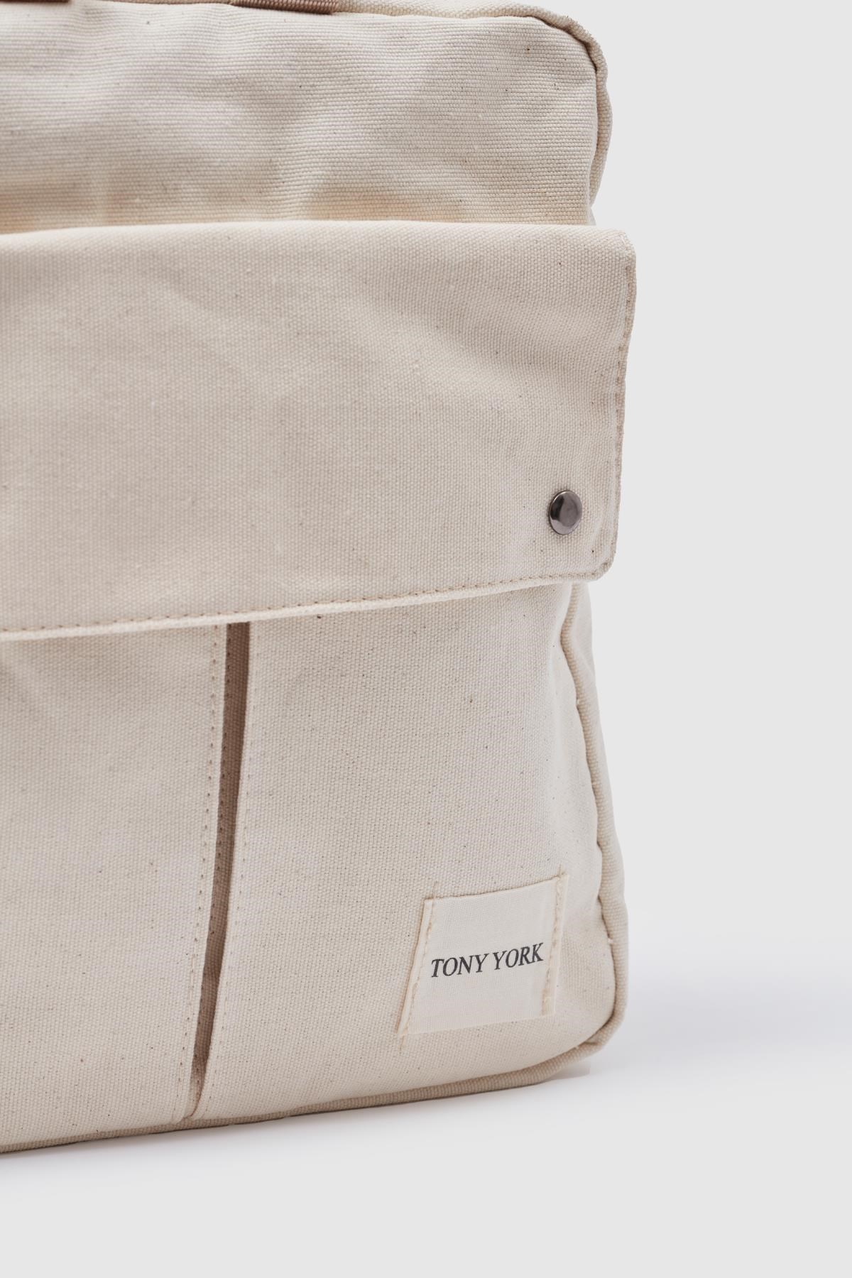 Unisex Keten Sırt Ve Kol Çantası KREM